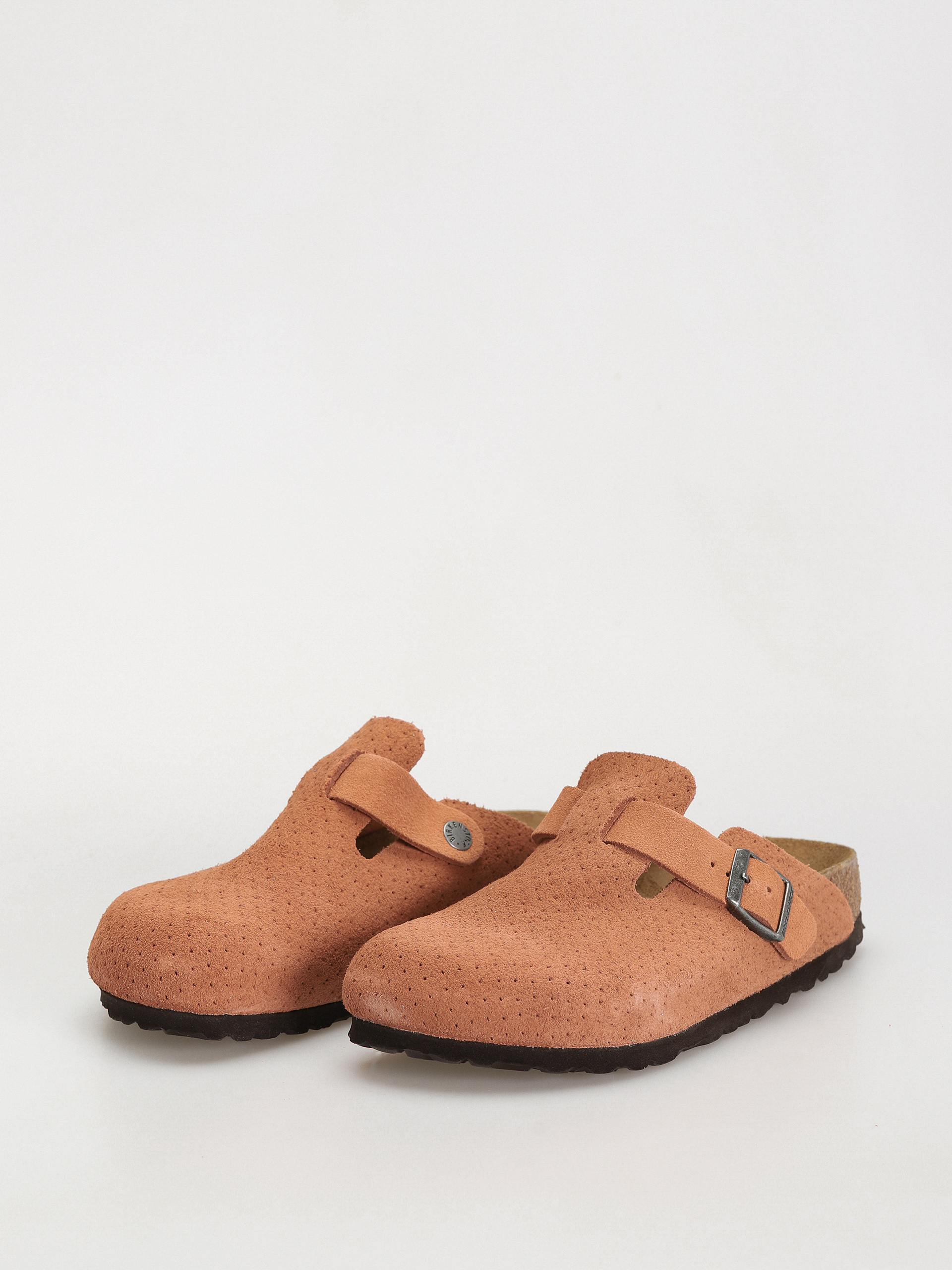 Plážovky Birkenstock Boston Suede Embossed Narrow Wmn (emboss dots burnt orange)