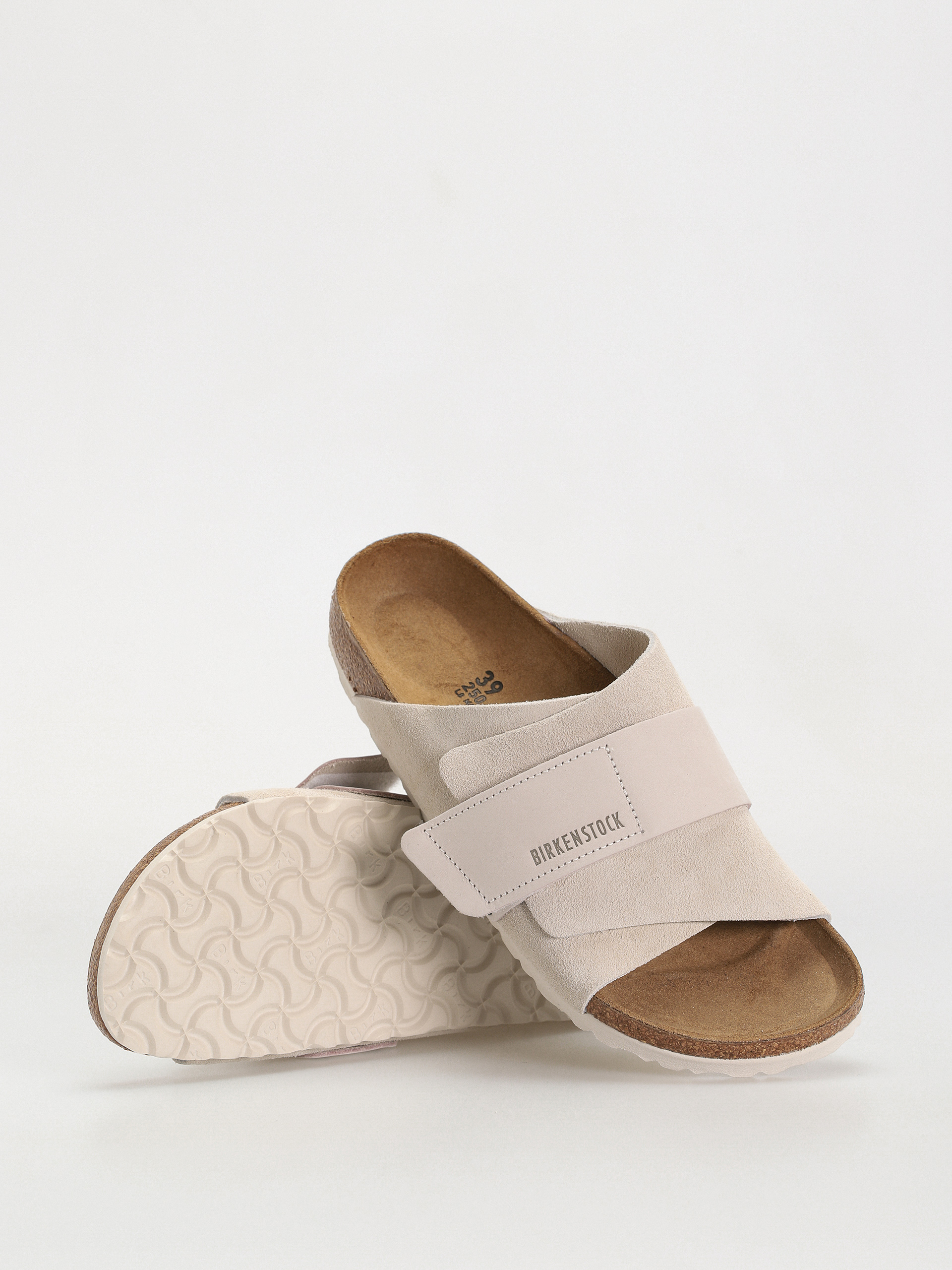 Plážovky Birkenstock Kyoto Nubuck Suede Leather Narrow Wmn (antique white)