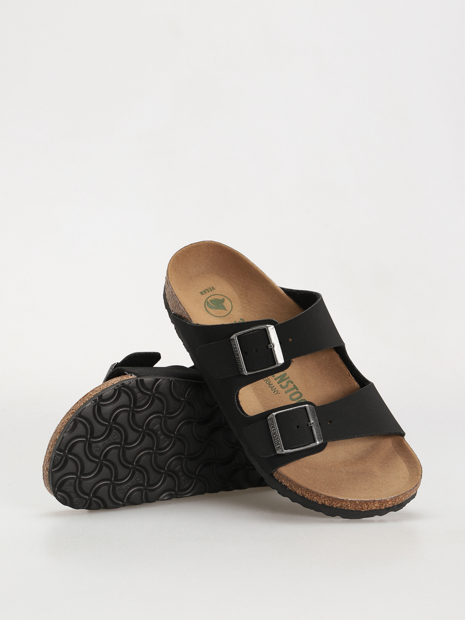 Plážovky Birkenstock Arizona Birko Flor Nubuck Narrow Wmn (black)