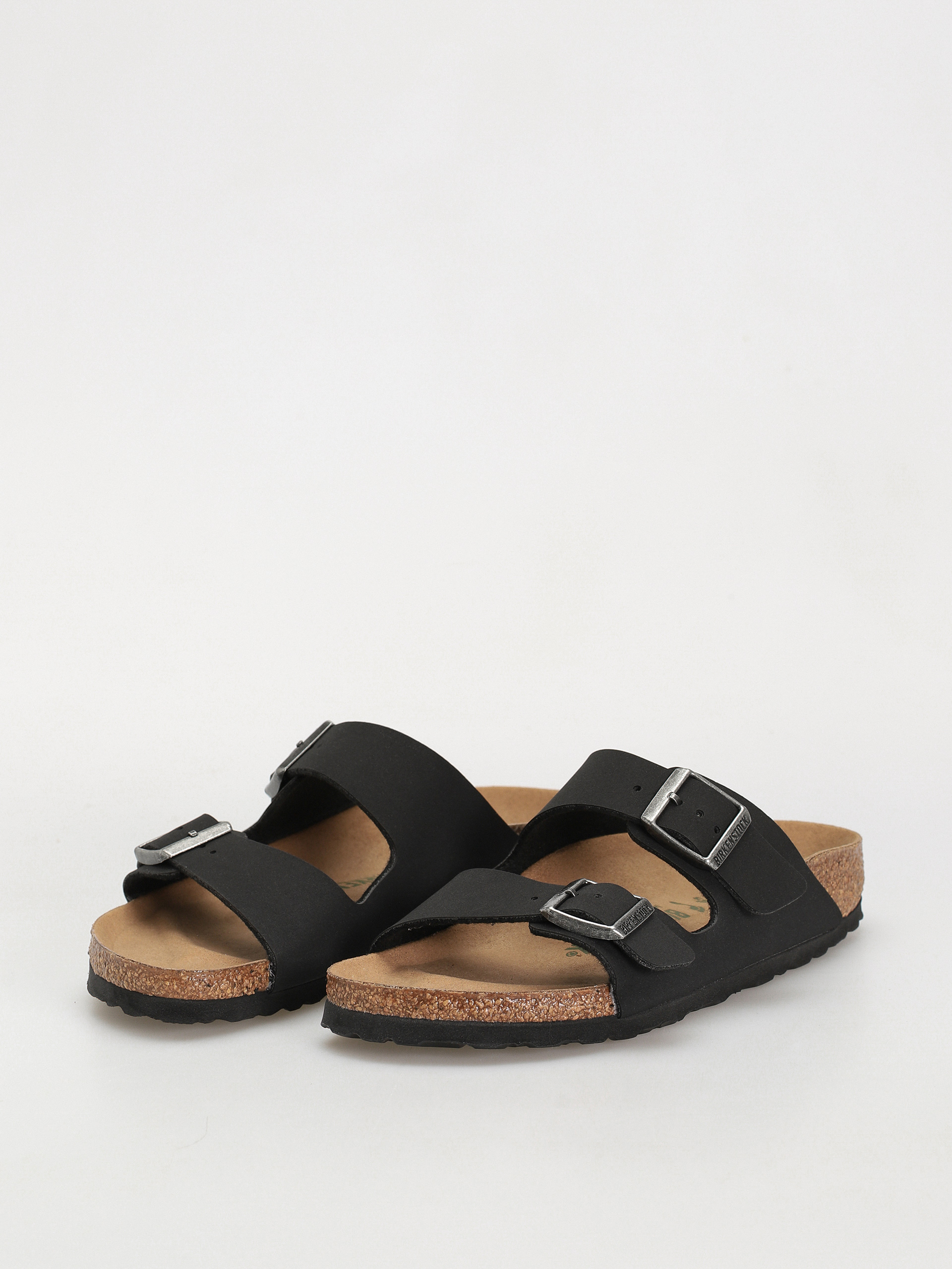 Plážovky Birkenstock Arizona Birko Flor Nubuck Narrow Wmn (black)