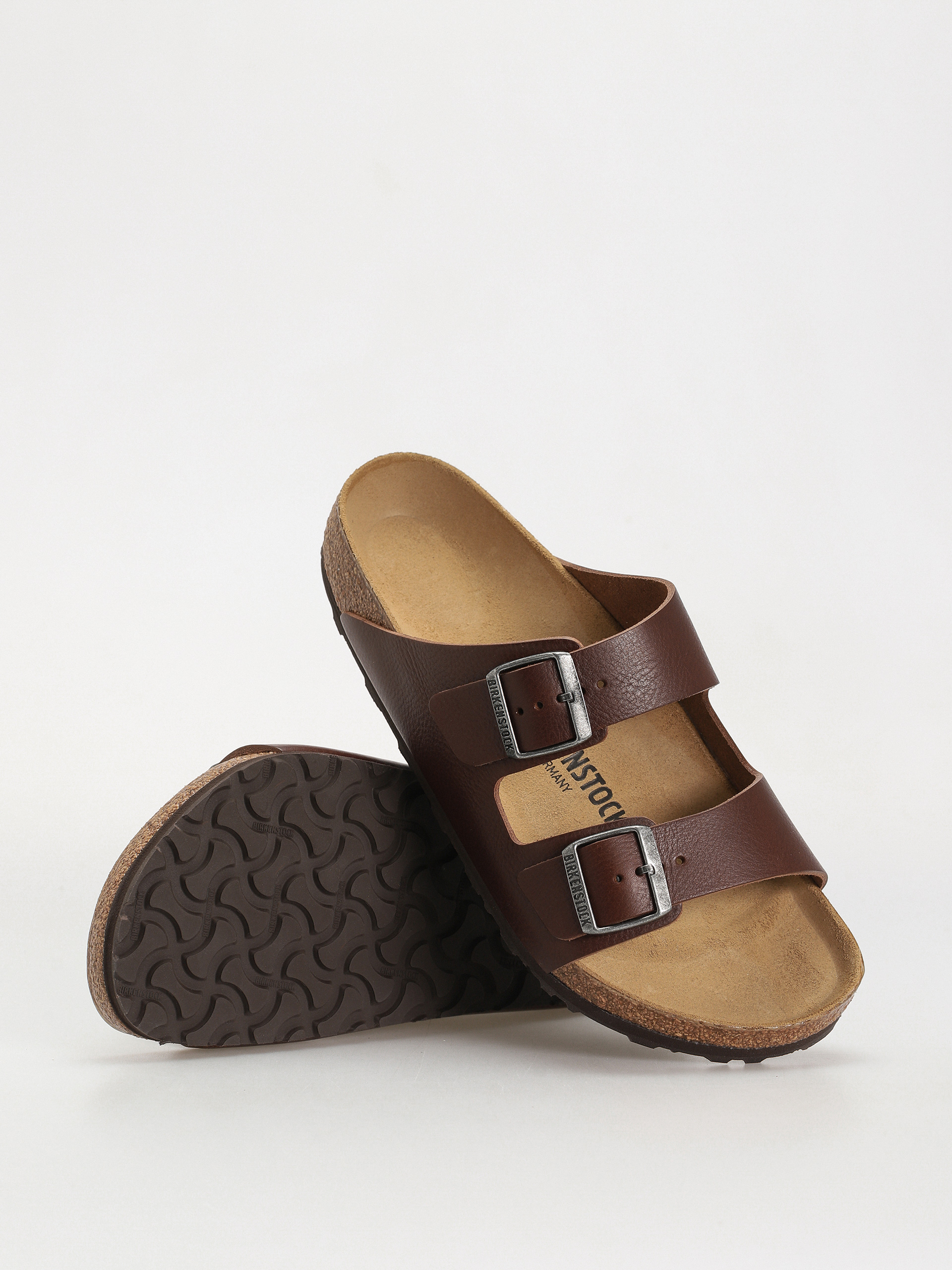 Plážovky Birkenstock Arizona Grip Natural Leather Regular (vintage wood roast)