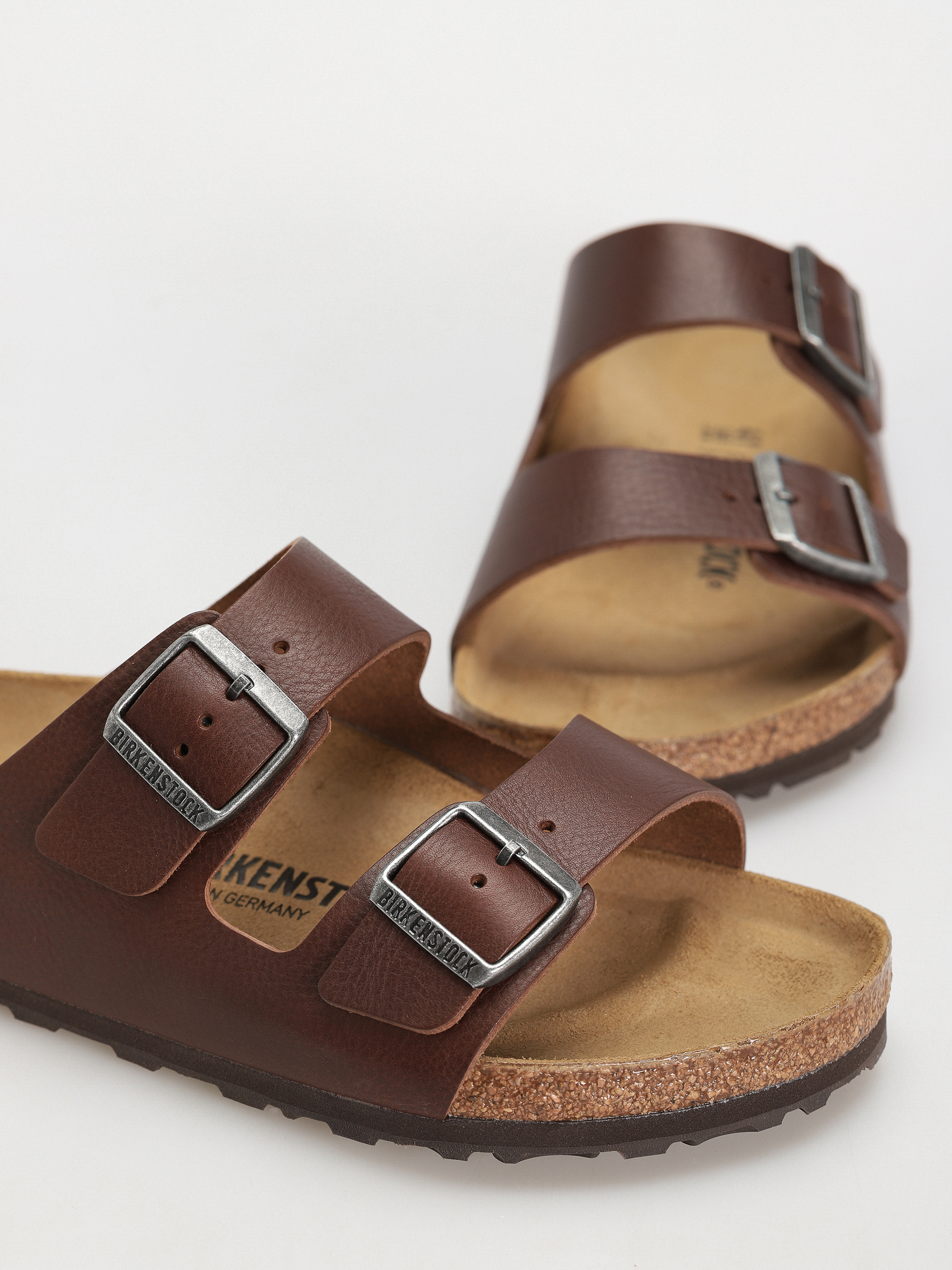 Plážovky Birkenstock Arizona Grip Natural Leather Regular (vintage wood roast)