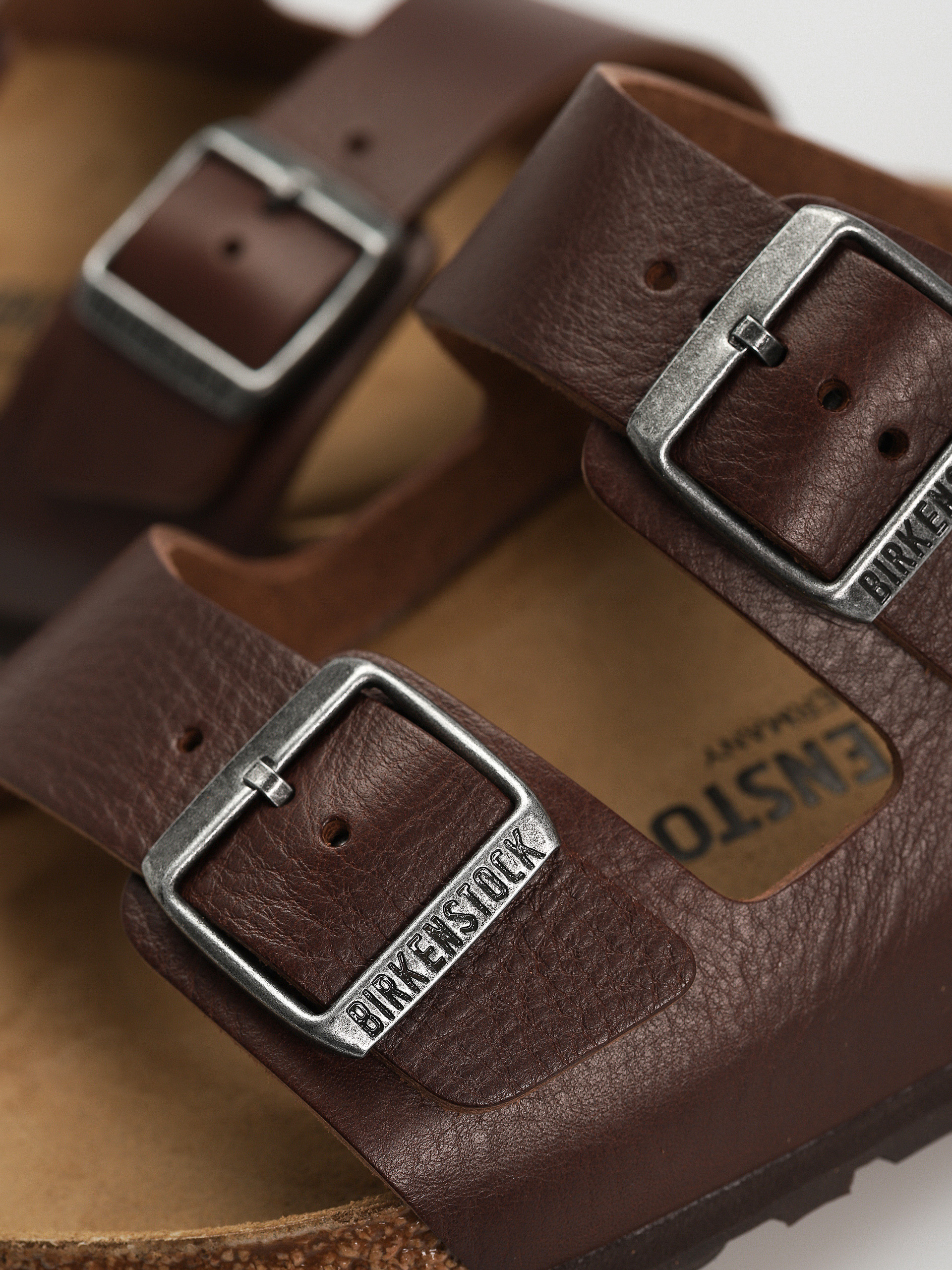 Plážovky Birkenstock Arizona Grip Natural Leather Regular (vintage wood roast)