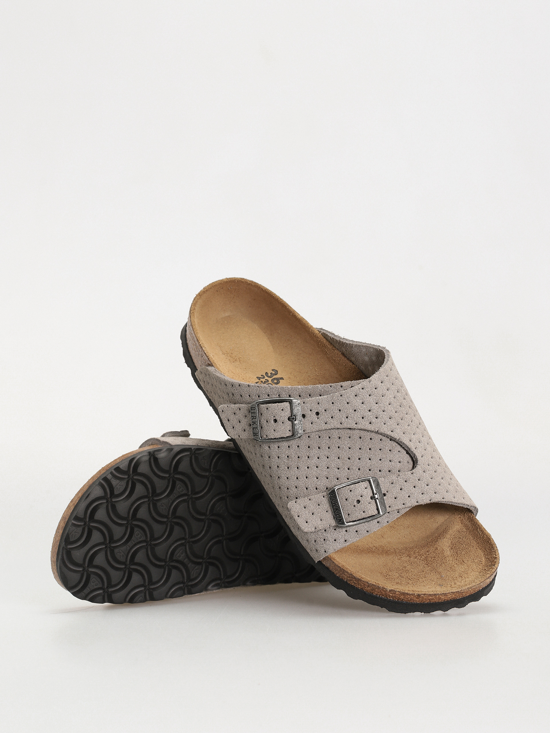 Plážovky Birkenstock Zurich Suede Embossed Narrow Wmn (emboss dots stone coin)