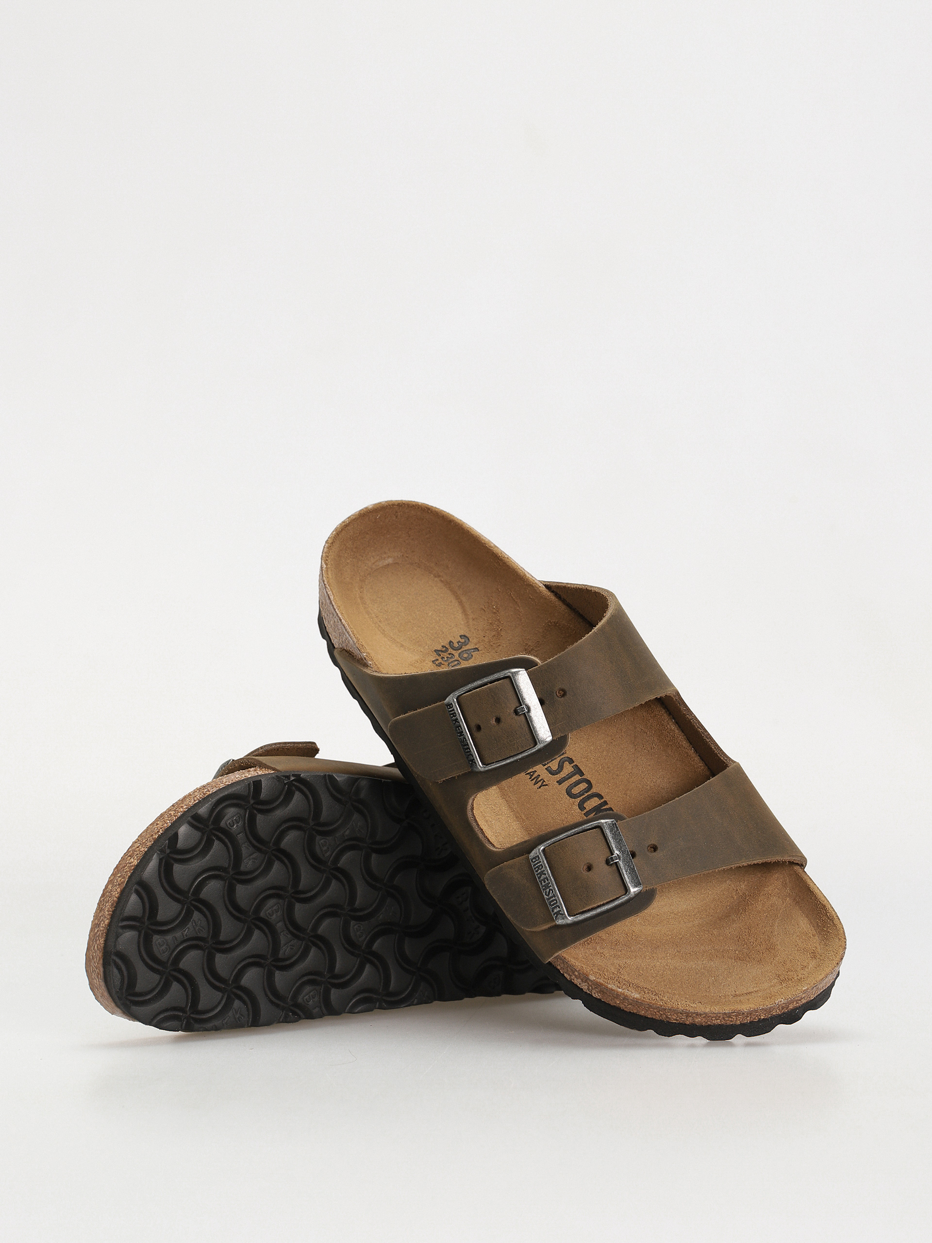 Plážovky Birkenstock Arizona Oiled Leather Narrow Wmn (faded khaki)