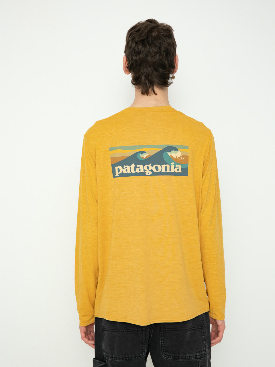 Triko Patagonia Cap Cool Daily Graphic (boardshort logo pufferfish gold x-dye)