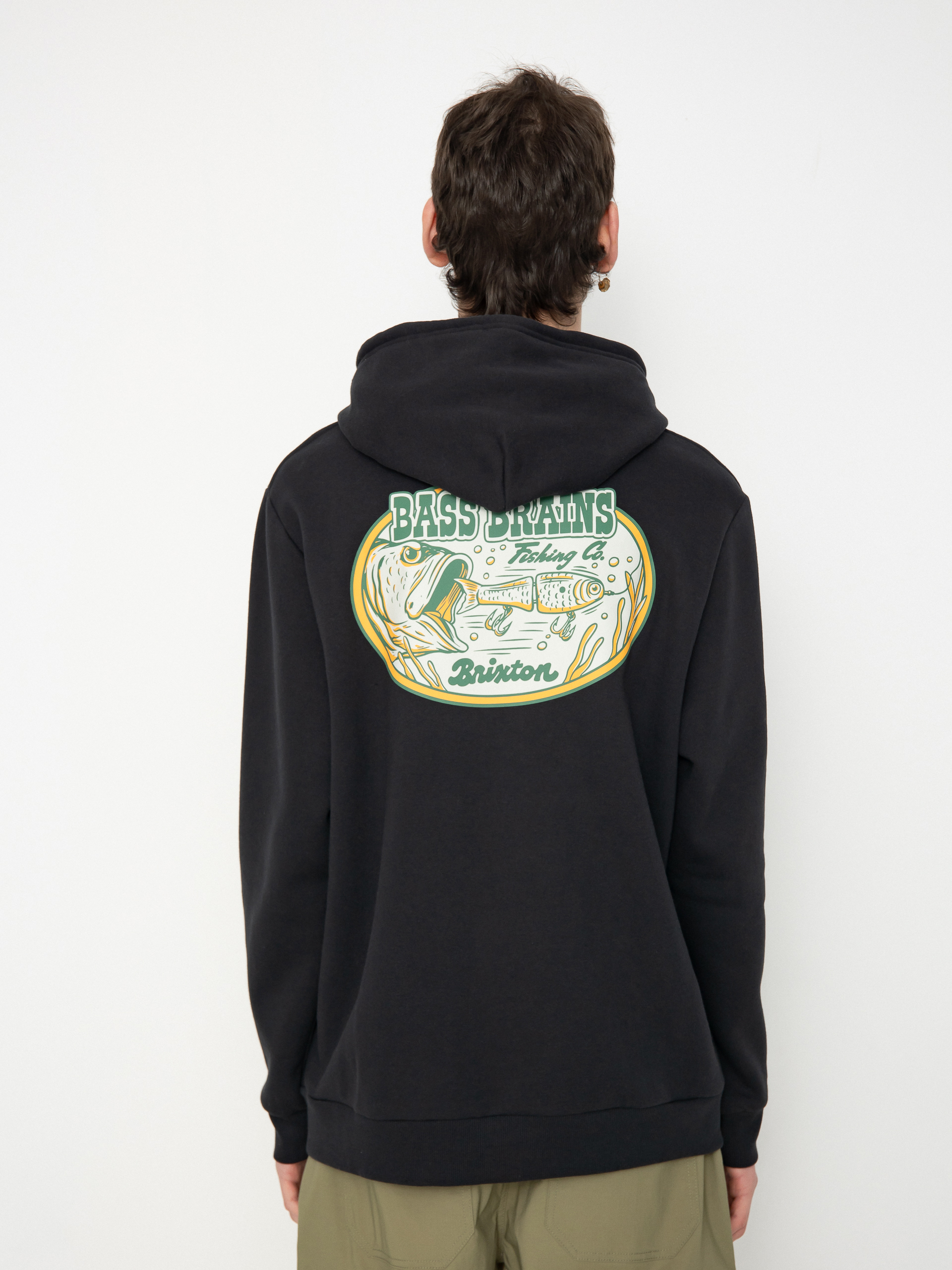 Mikina s kapucu00ed Brixton Bass Brains Swim HD (black)