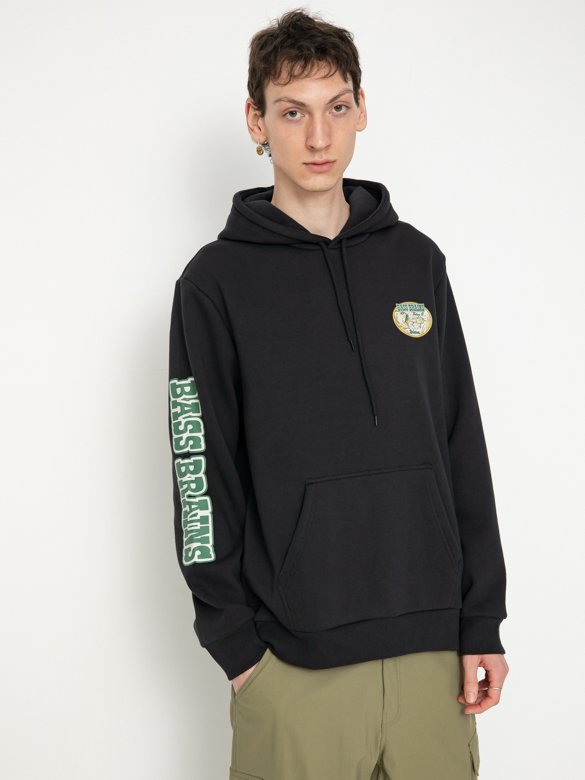 Mikina s kapucí Brixton Bass Brains Swim HD (black)