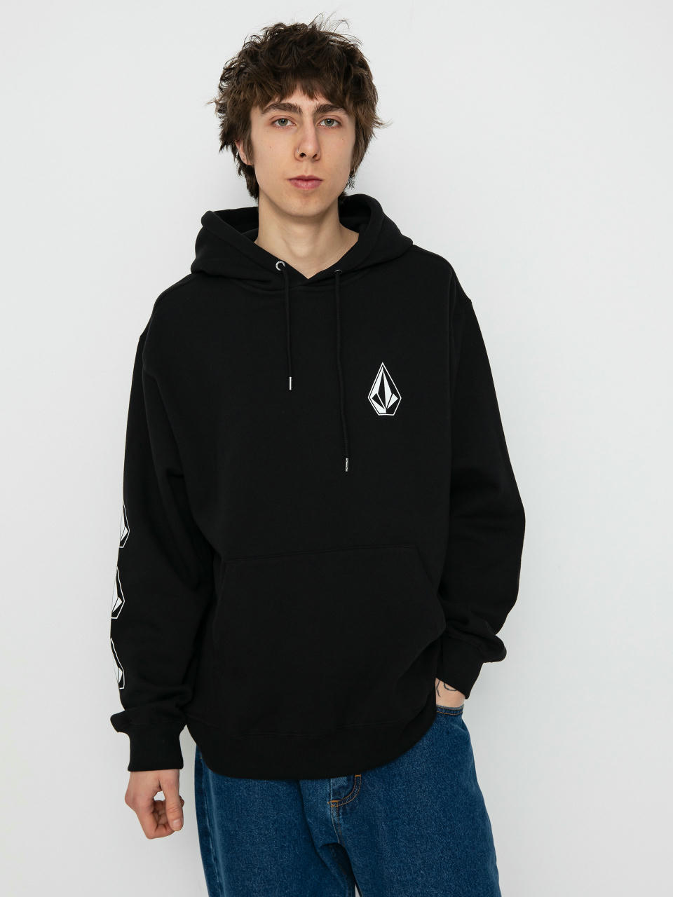 Mikina s kapucí Volcom Iconic Stone HD (black)