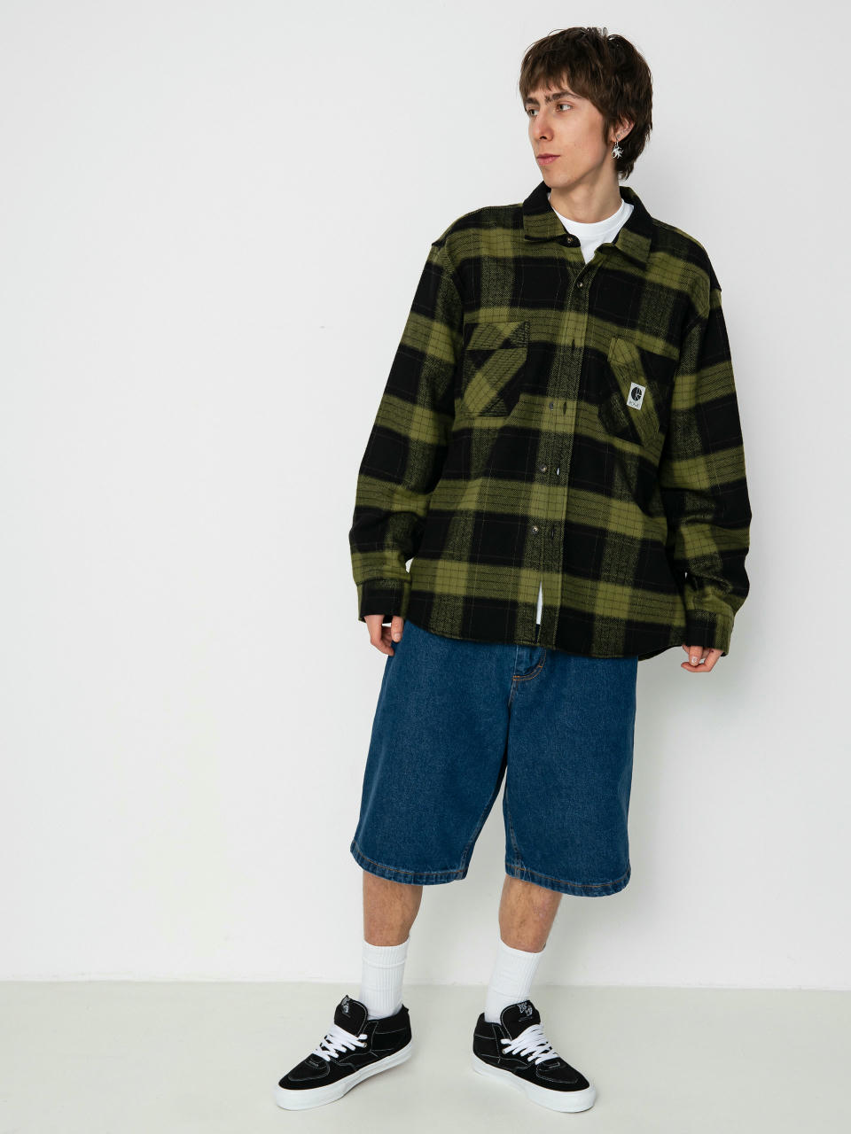 Košile Polar Skate Mike Flannel (black/army green)