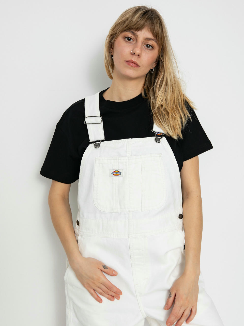 Kraťasy Dickies Duck Canvas Bib Wmn (stone washed cloud)