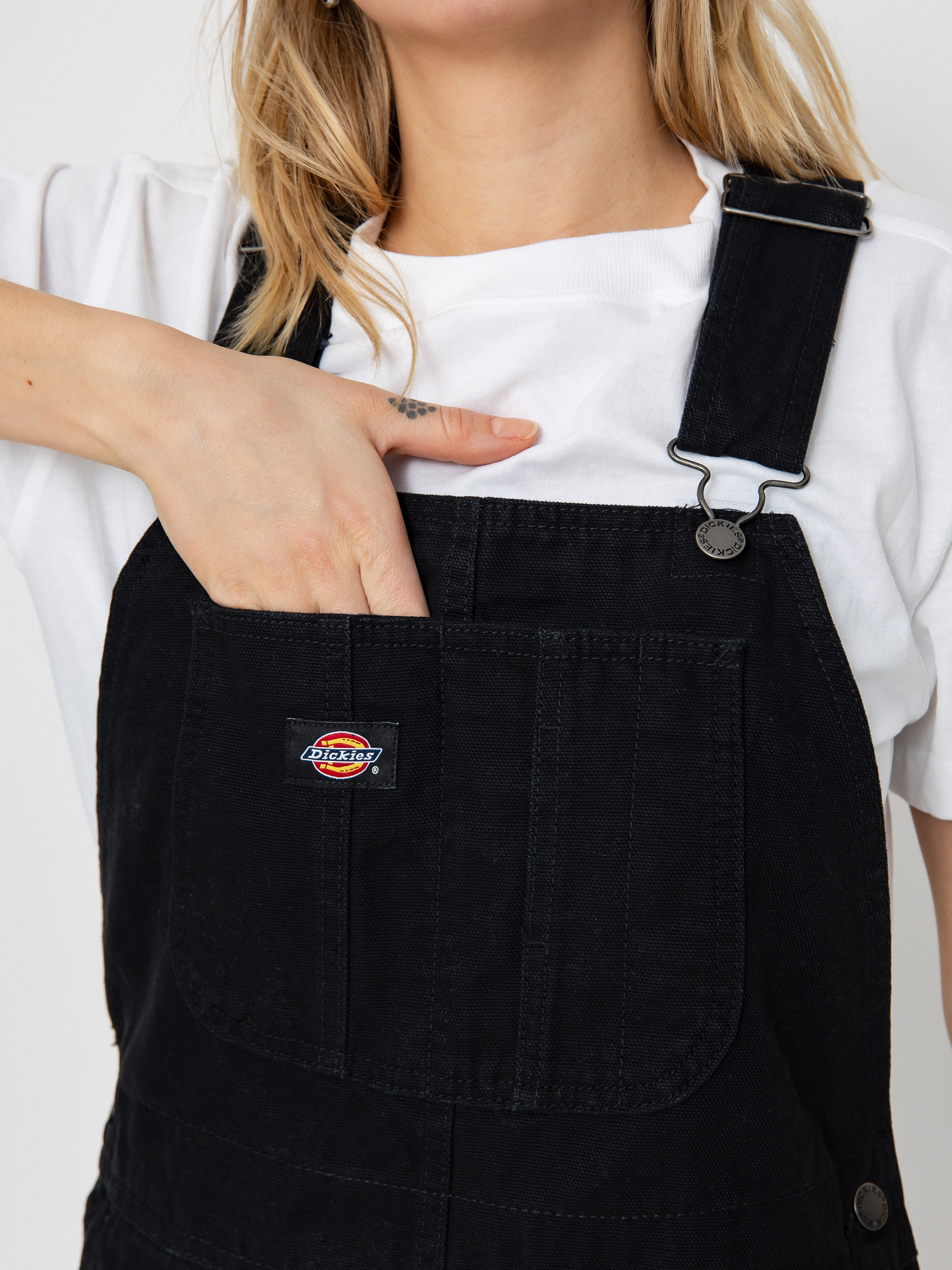 Kraťasy Dickies Duck Canvas Bib Wmn (stone washed black)