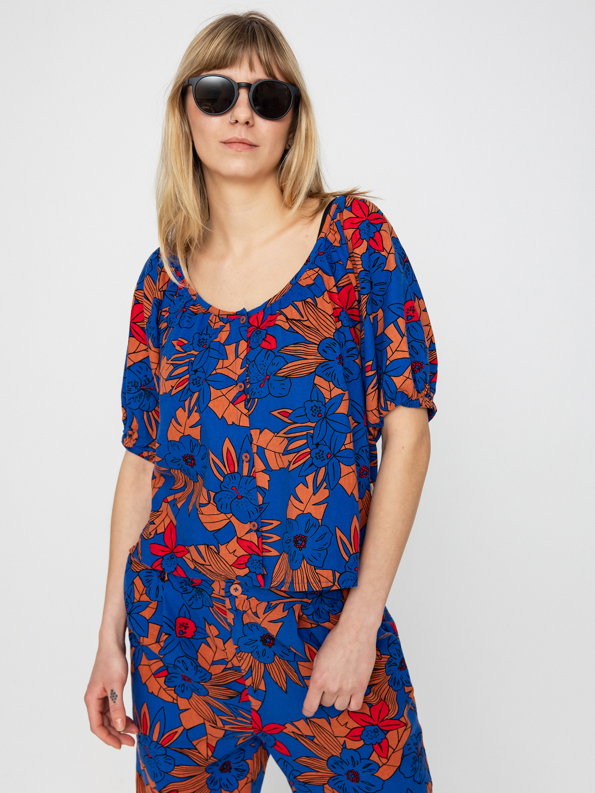 Košile Brixton Mercado Linen Top Wmn (terracotta)