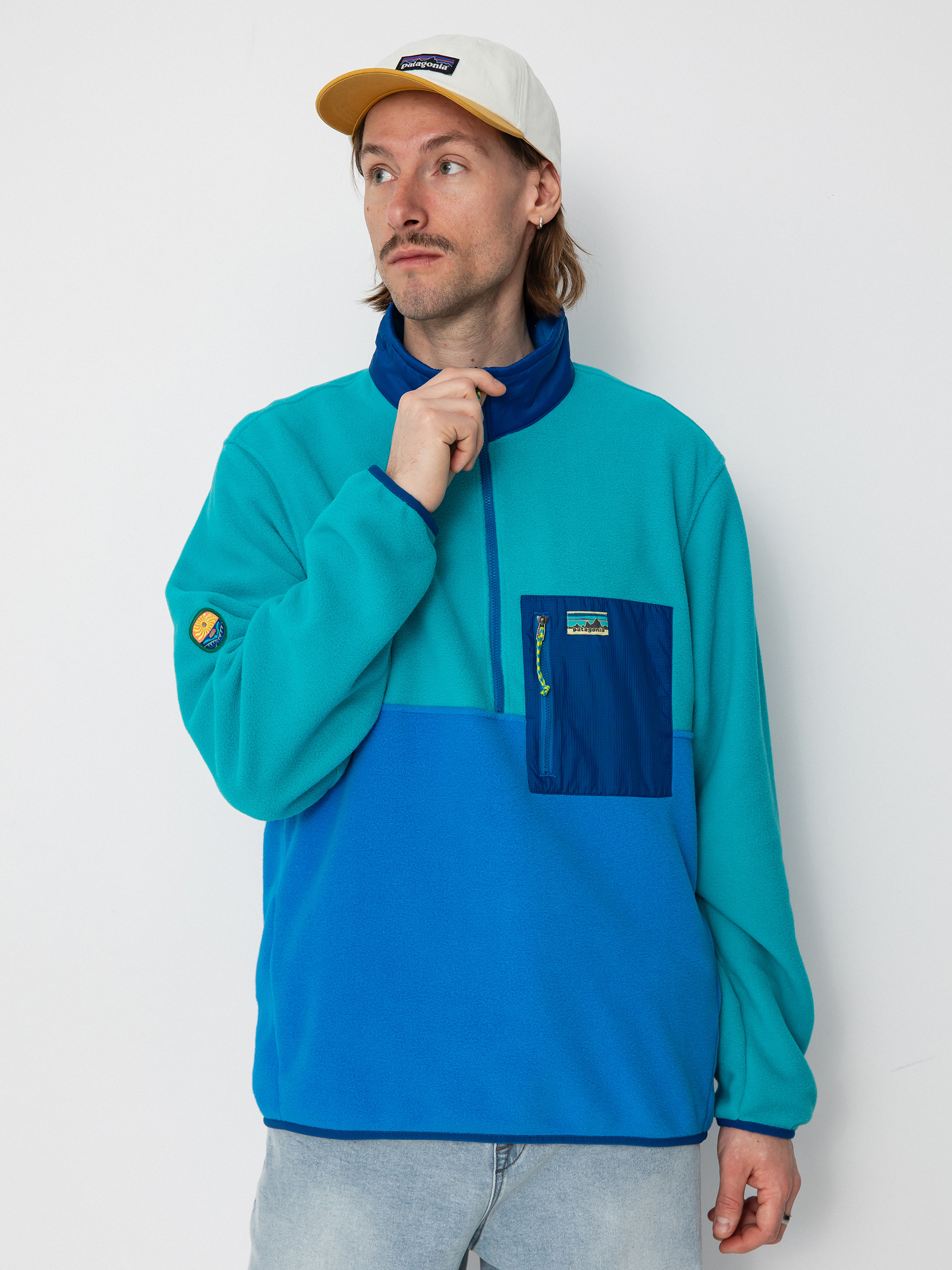 Pánský Fleecová mikina Patagonia Microdini 1/2 Zip (vessel blue)