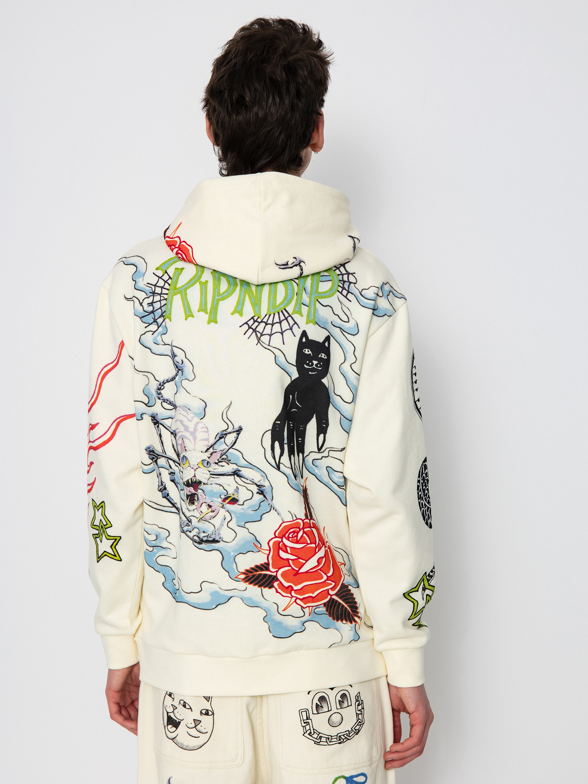 Mikina s kapucí RipNDip Travis HD (off white)