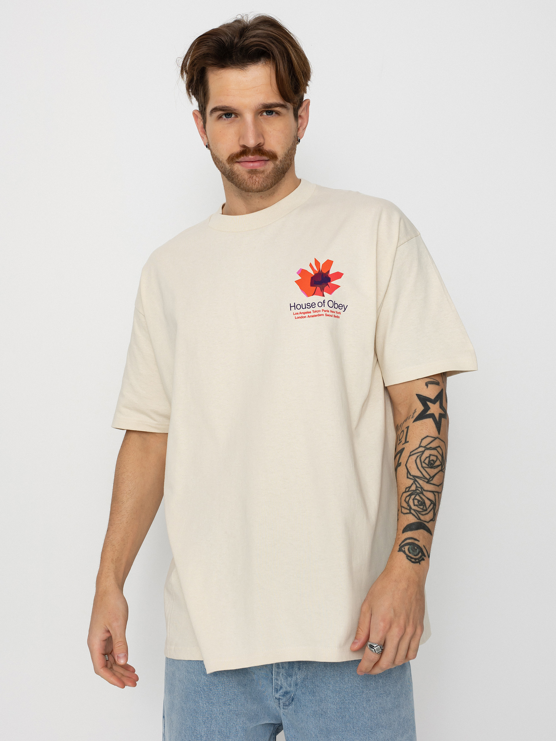 Tričko OBEY House Of Obey Floral (cream)