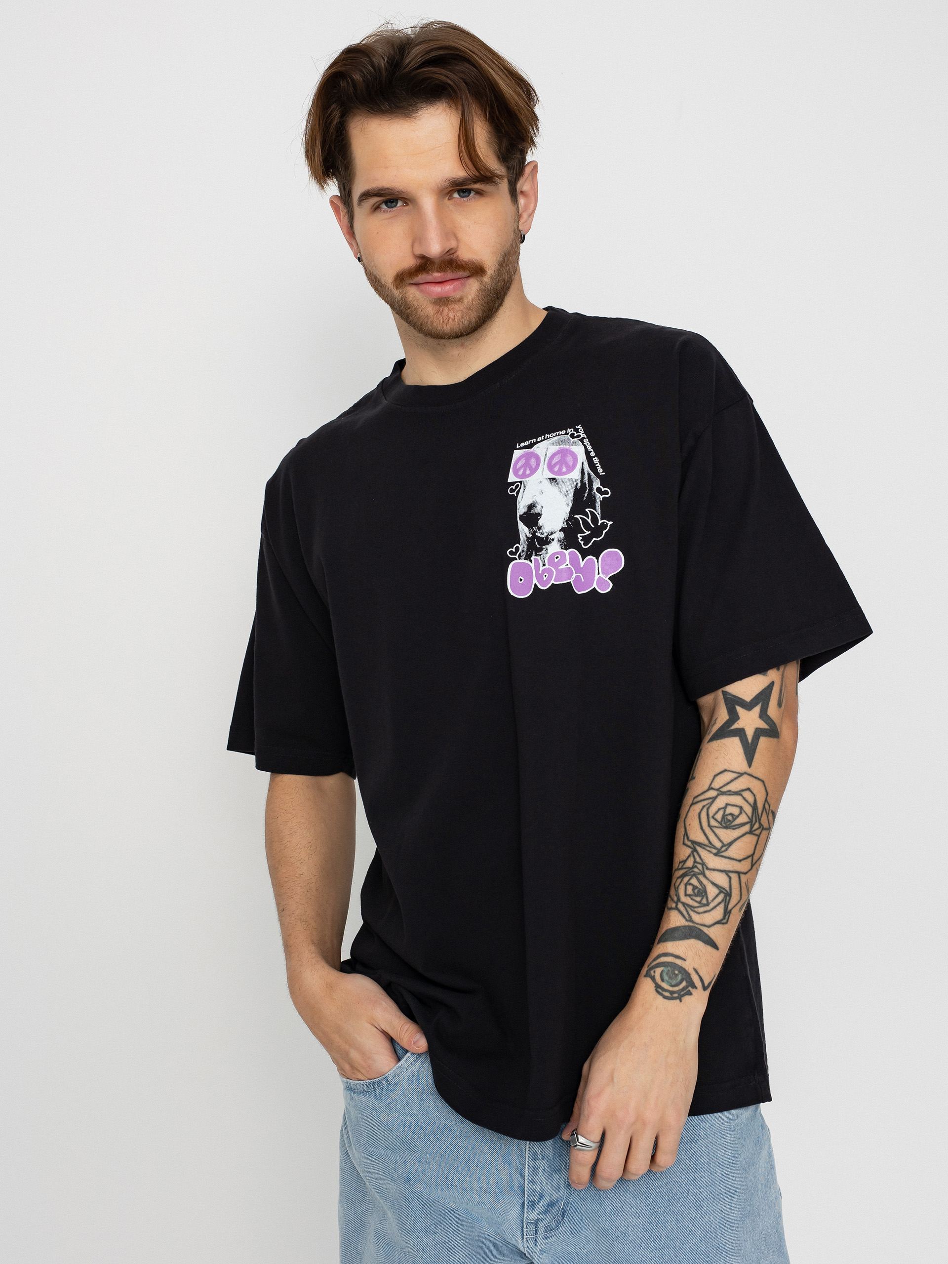 Tričko OBEY Peace Eyes (vintage black)