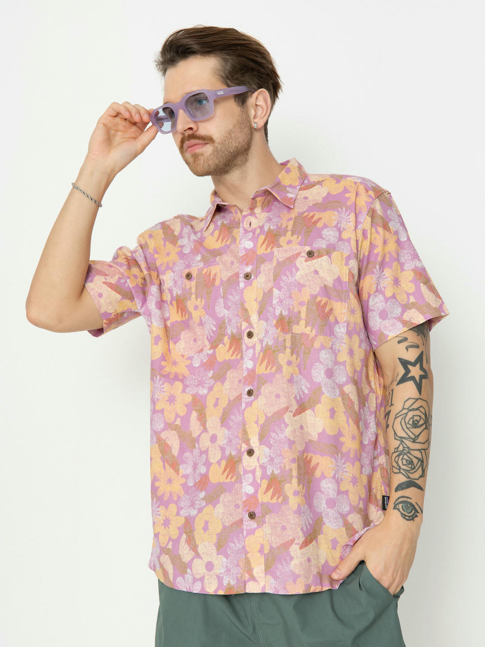 Košile Patagonia Back Step Shirt (channeling spring milkweed mauve)