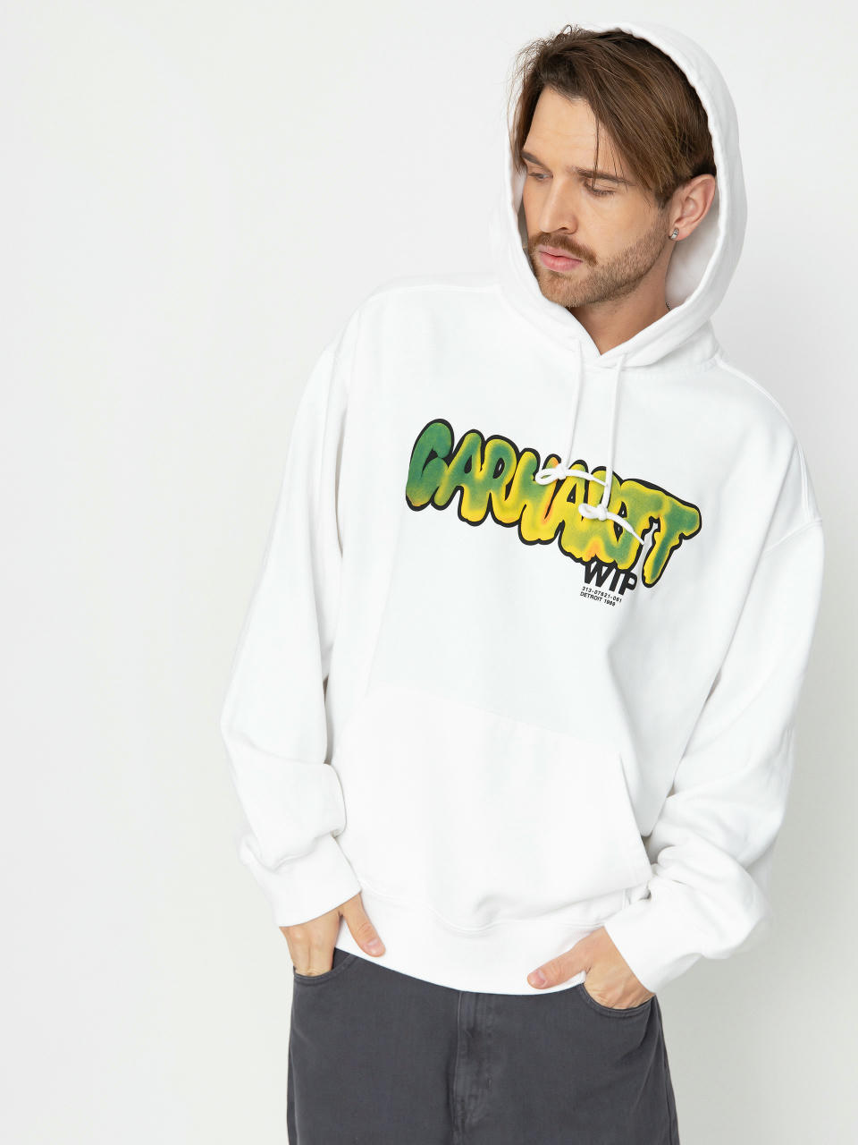 Mikina s kapucí Carhartt WIP Drip HD (white)