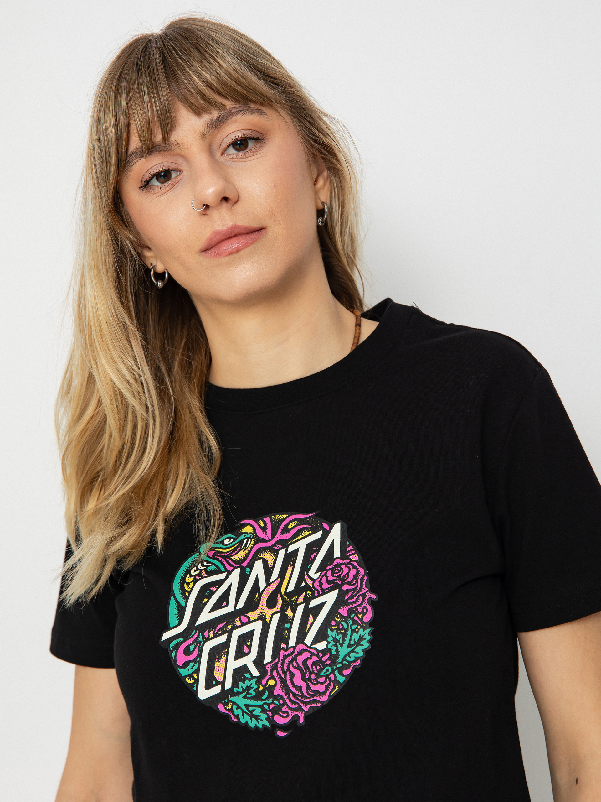 Tričko Santa Cruz Dressen Snake Front Wmn (black)