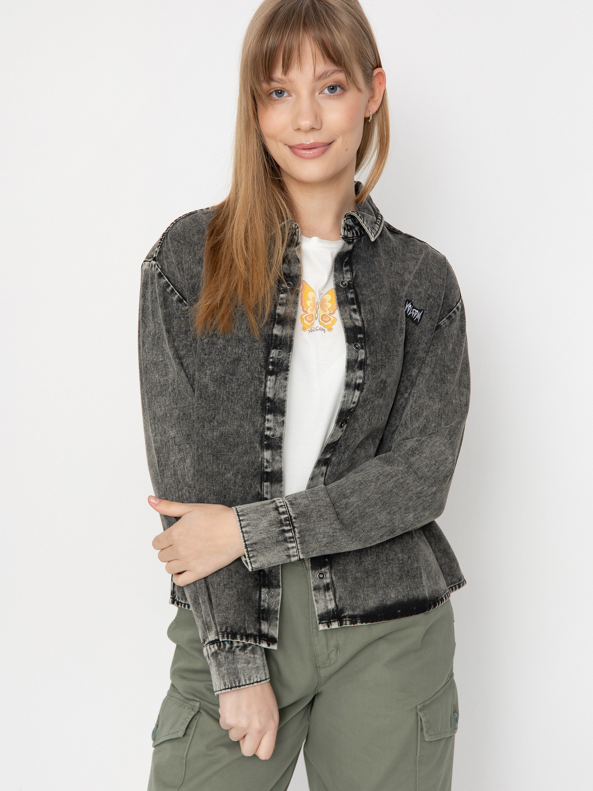 Triko Volcom Asphalt Shirt Ls Wmn (black)