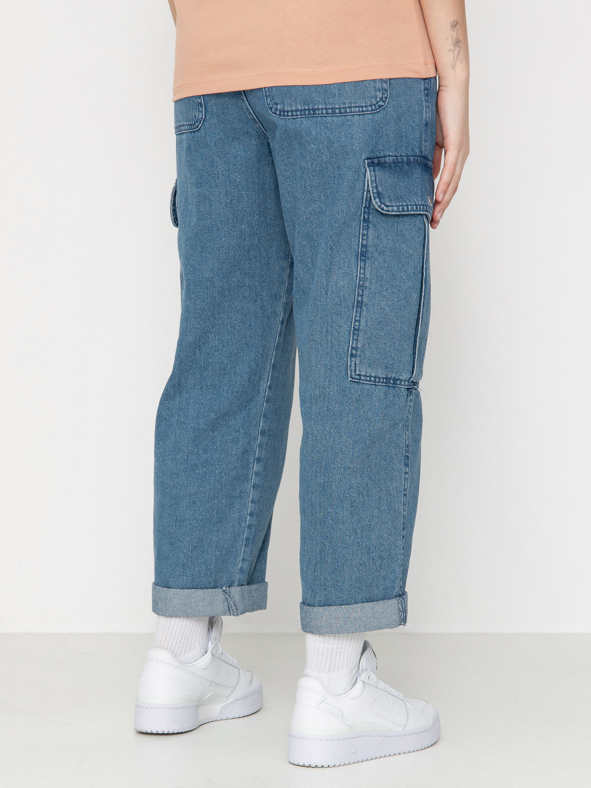 Kalhoty Vans Sidewalk Denim Cargo Wmn (stone wash)