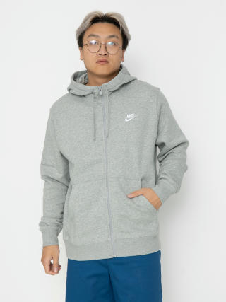 Mikina s kapucí Nike SB Sportswear Club ZHD (dk grey heather/matte silver/white)
