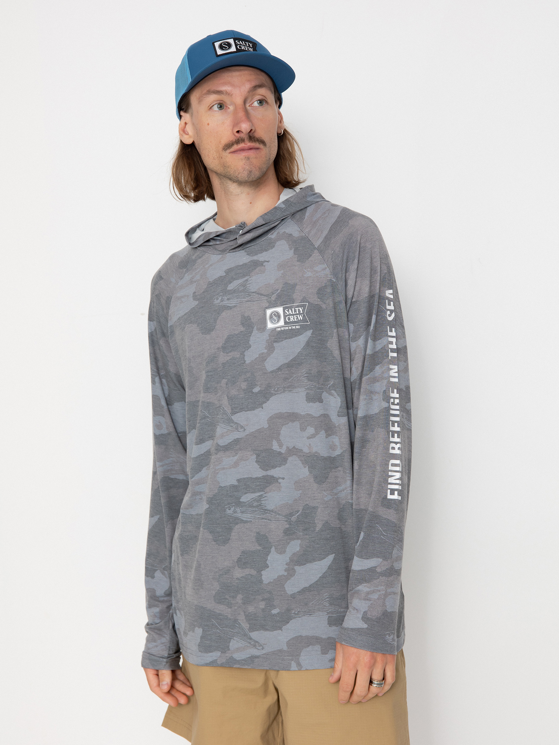 Mikina s kapucí Salty Crew Mariner HD (black camo)