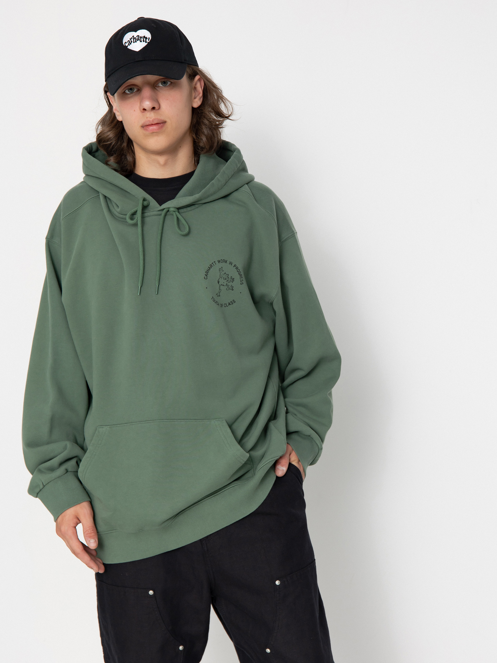 Mikina s kapucí Carhartt WIP Stamp HD (duck green/black)