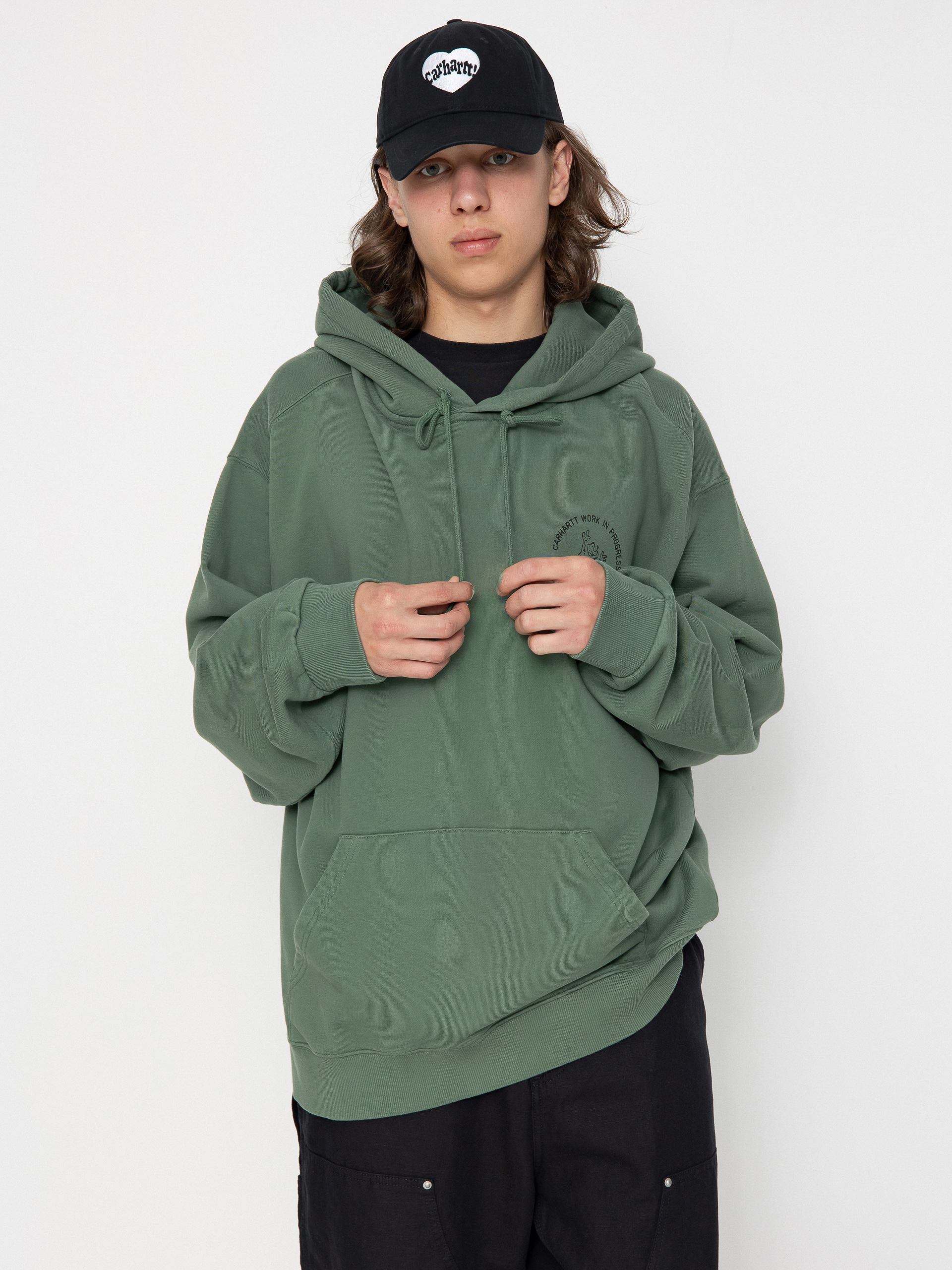 Mikina s kapucí Carhartt WIP Stamp HD (duck green/black)