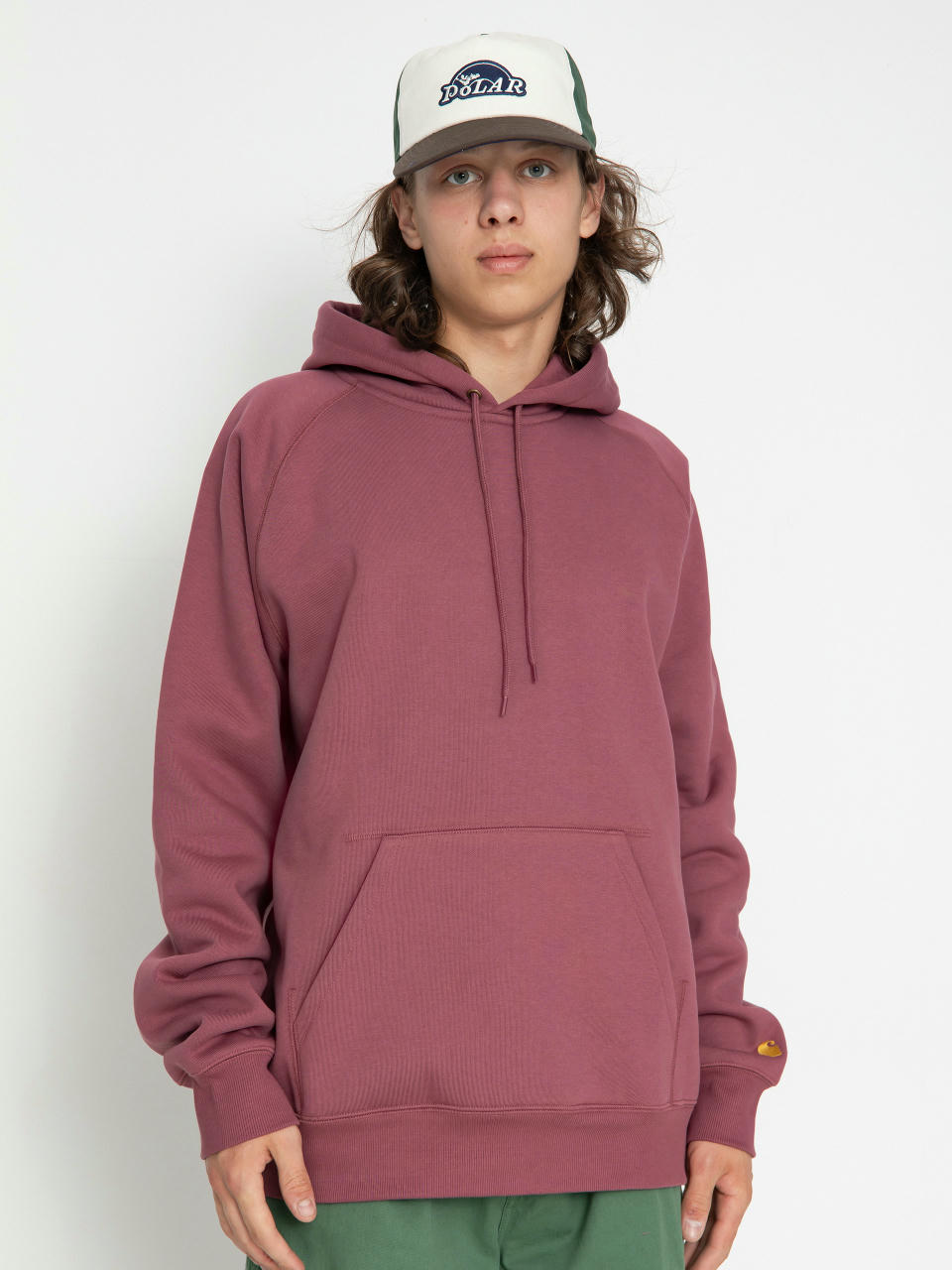 Mikina s kapucí Carhartt WIP Chase HD (dusty fuchsia/gold)