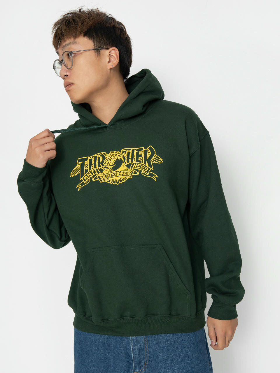 Mikina s kapucí Thrasher Mag Banner HD (forest green)