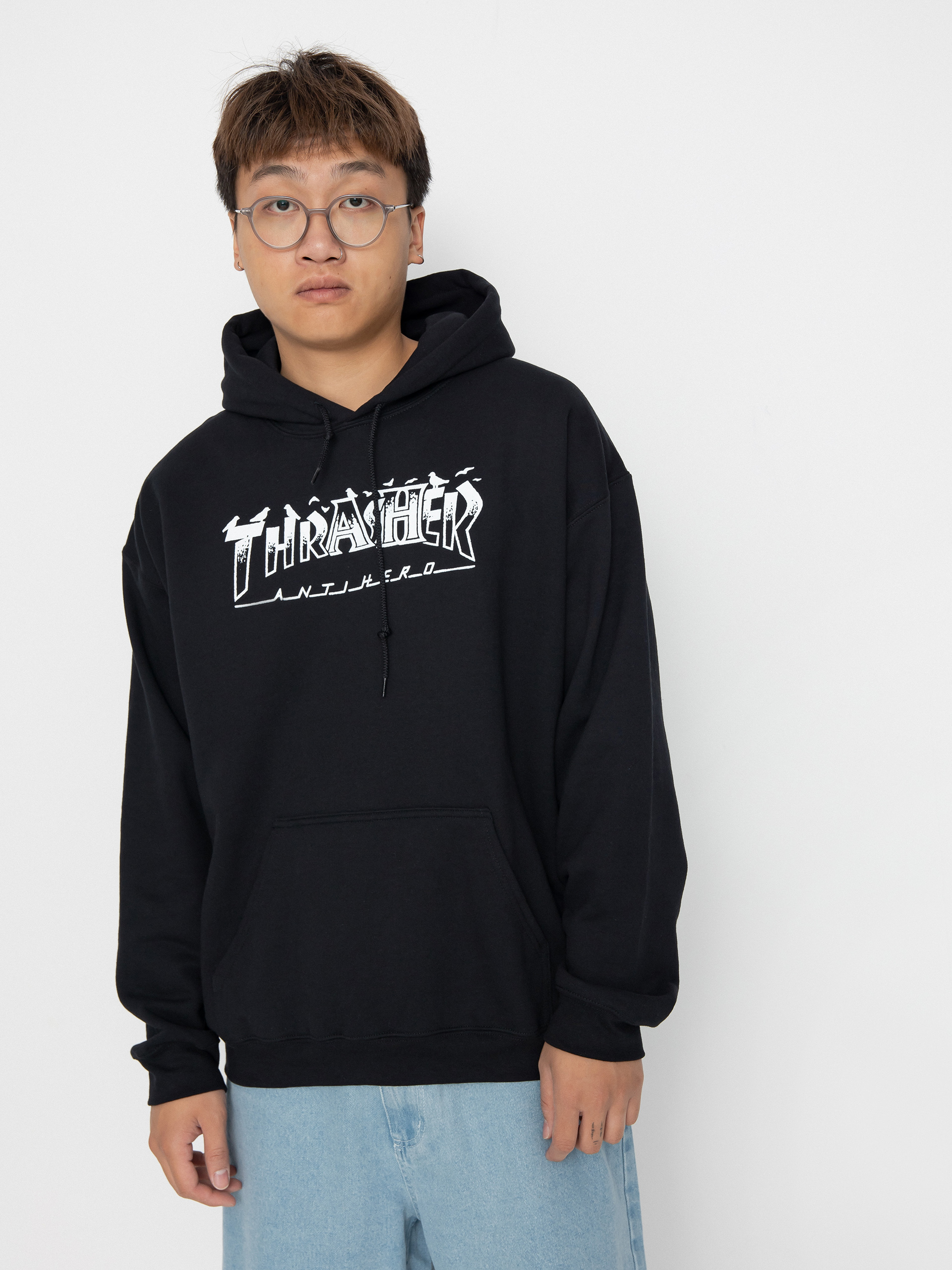 Mikina s kapucí Thrasher Pigeon Mag HD (black)