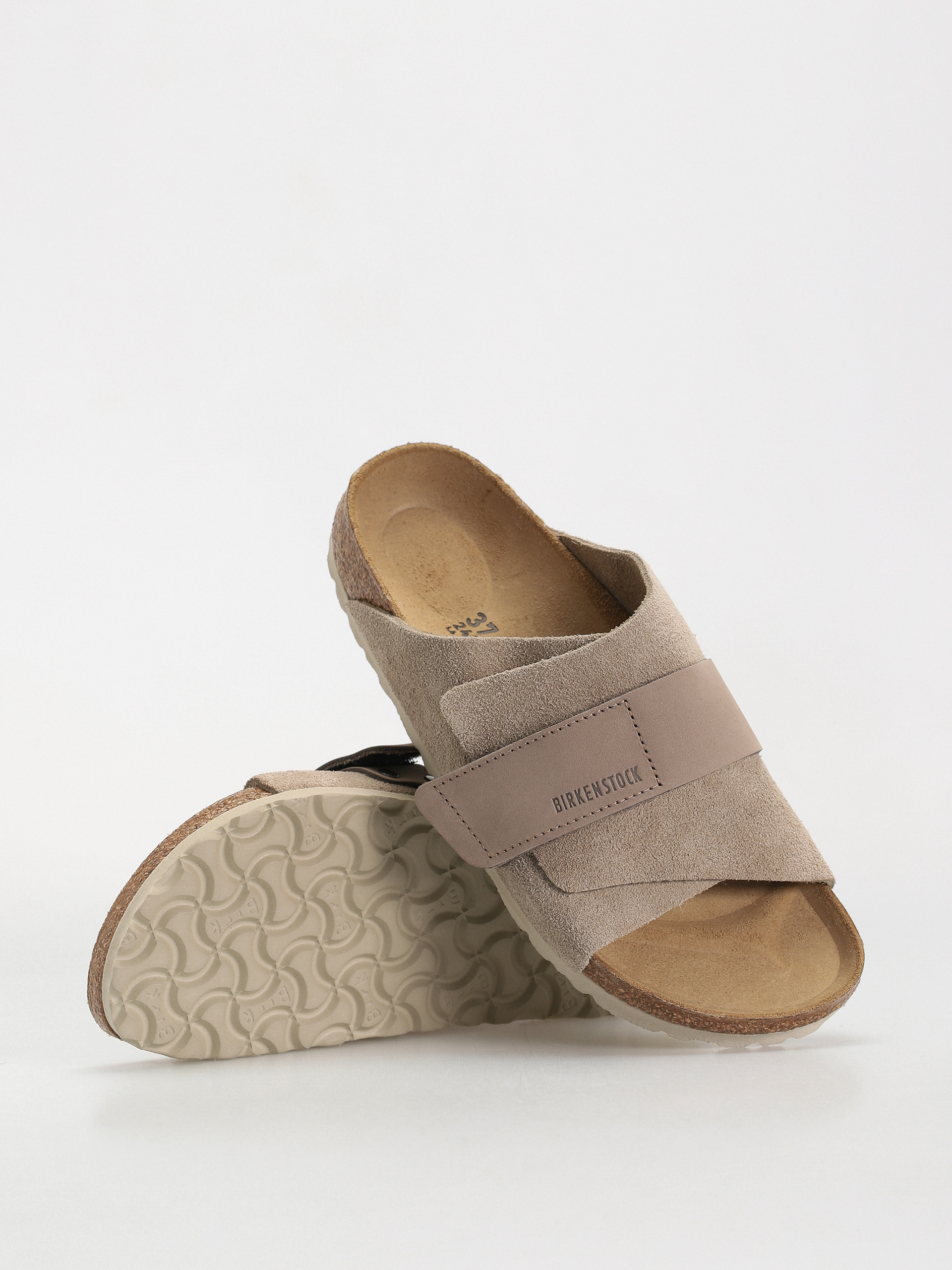 Plážovky Birkenstock Kyoto Nubuck Suede Leather Narrow Wmn (taupe)