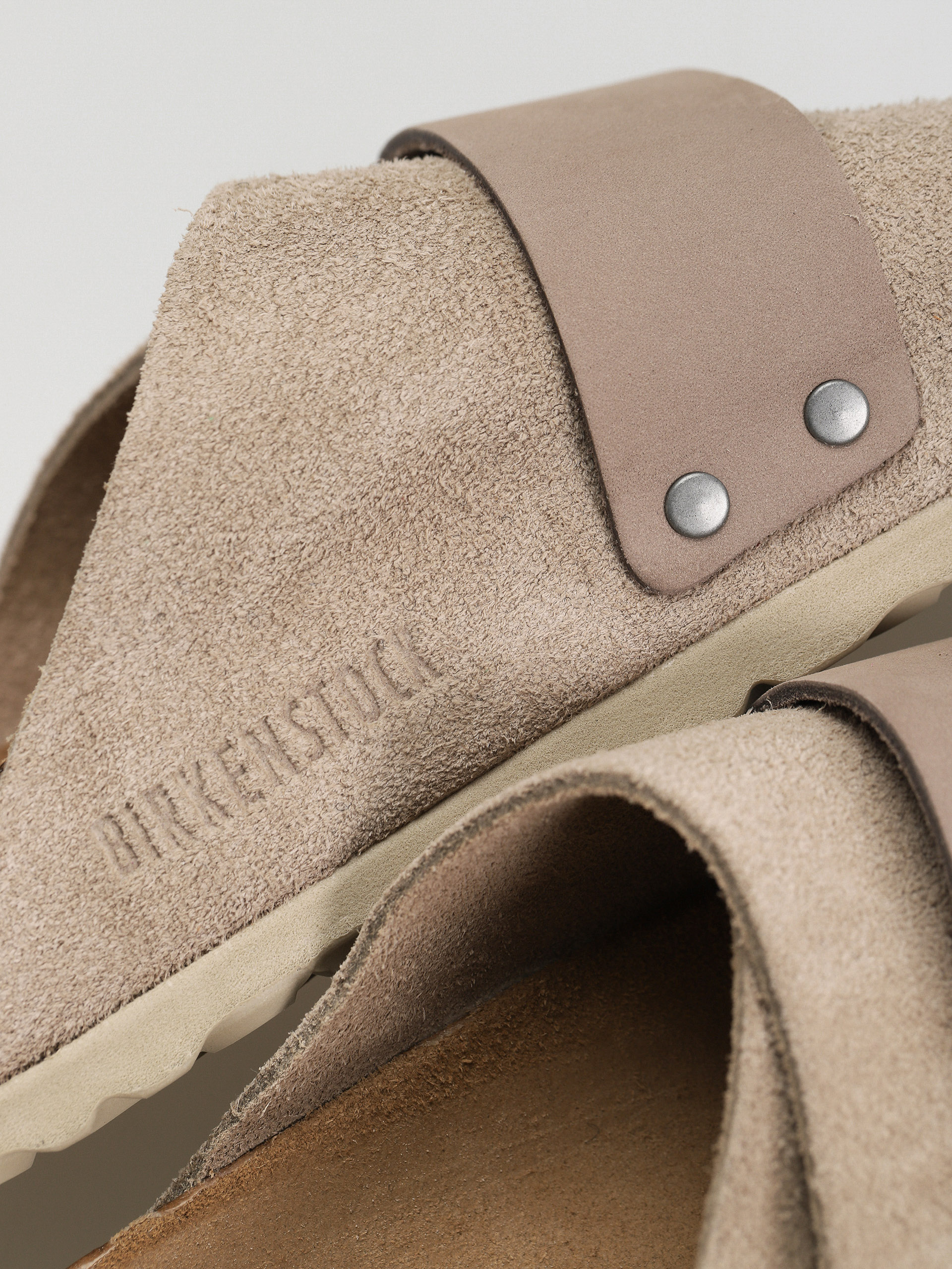 Plážovky Birkenstock Kyoto Nubuck Suede Leather Narrow Wmn (taupe)
