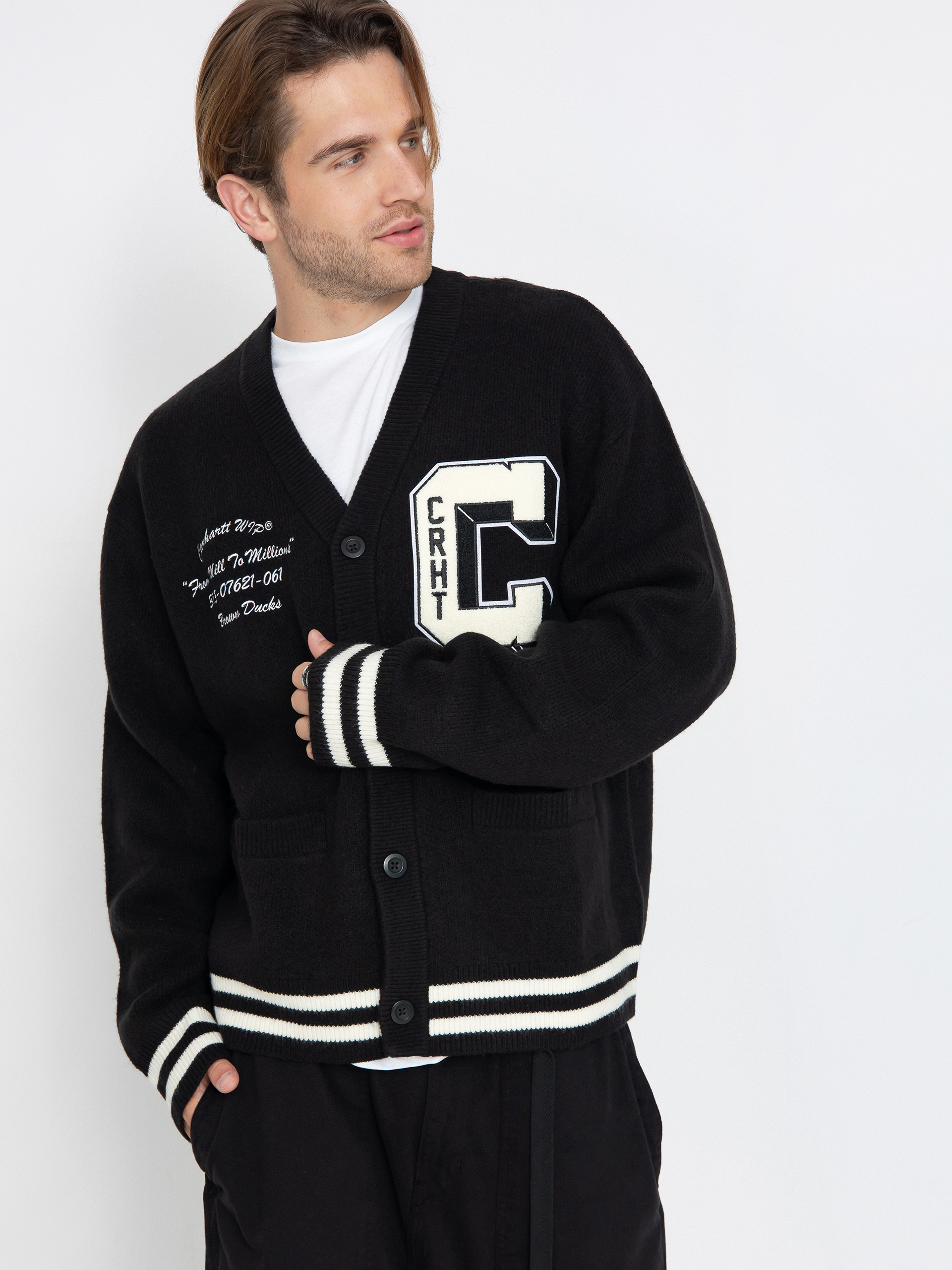 Svetr Carhartt WIP Brown Ducks Cardigan (black/wax)