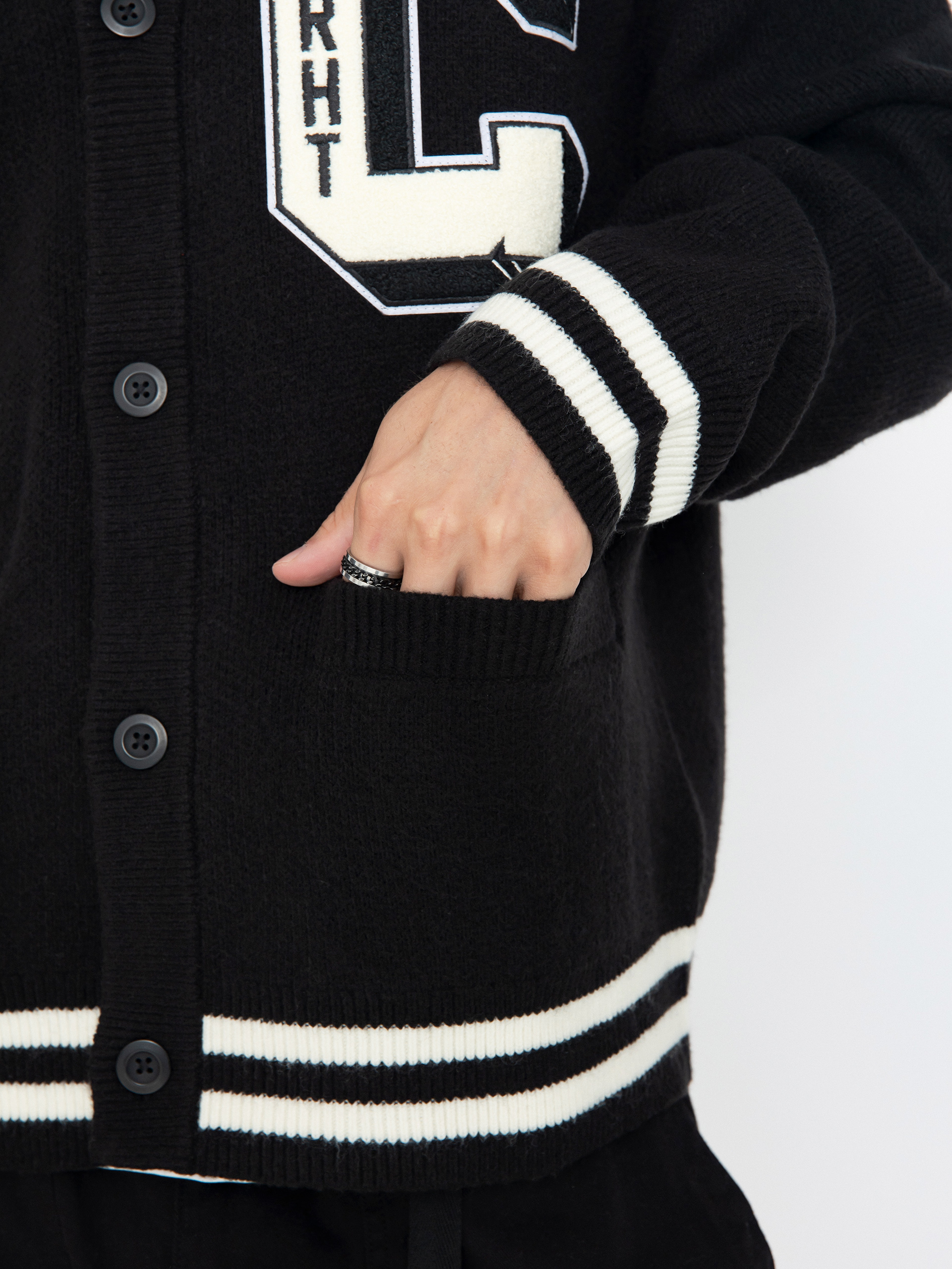 Svetr Carhartt WIP Brown Ducks Cardigan (black/wax)