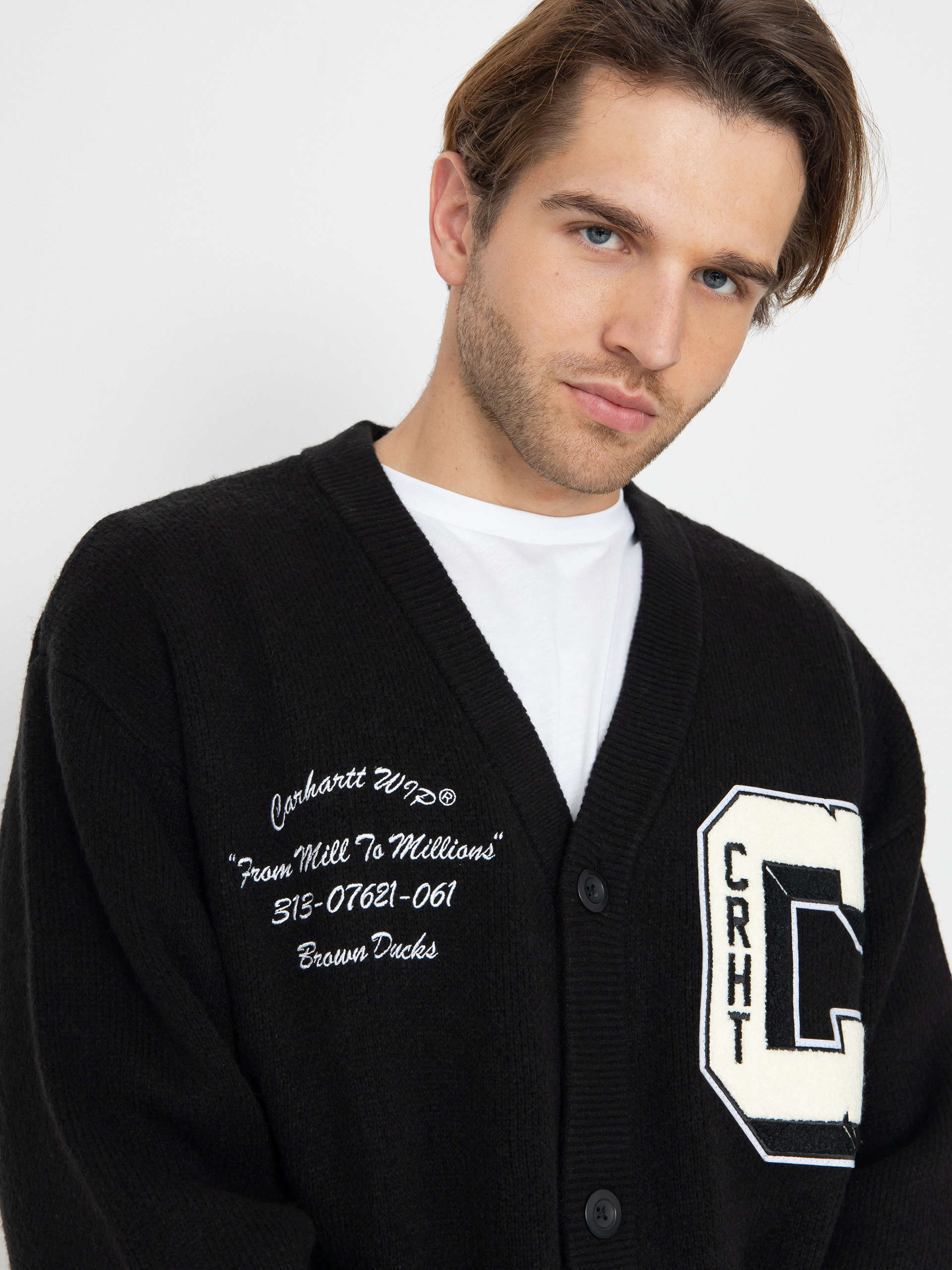 Svetr Carhartt WIP Brown Ducks Cardigan (black/wax)