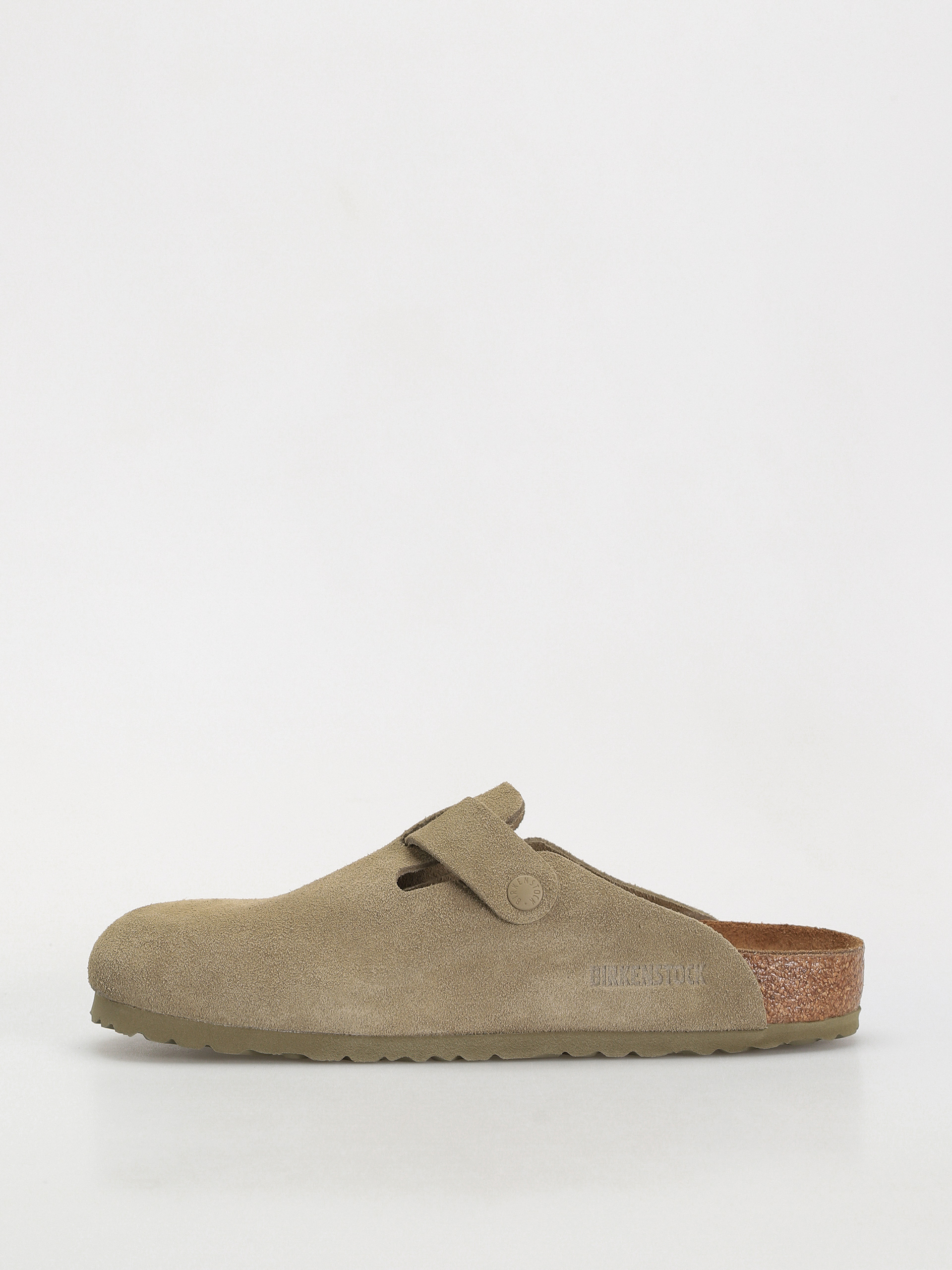Plážovky Birkenstock Boston Suede Leather Regular (faded khaki)