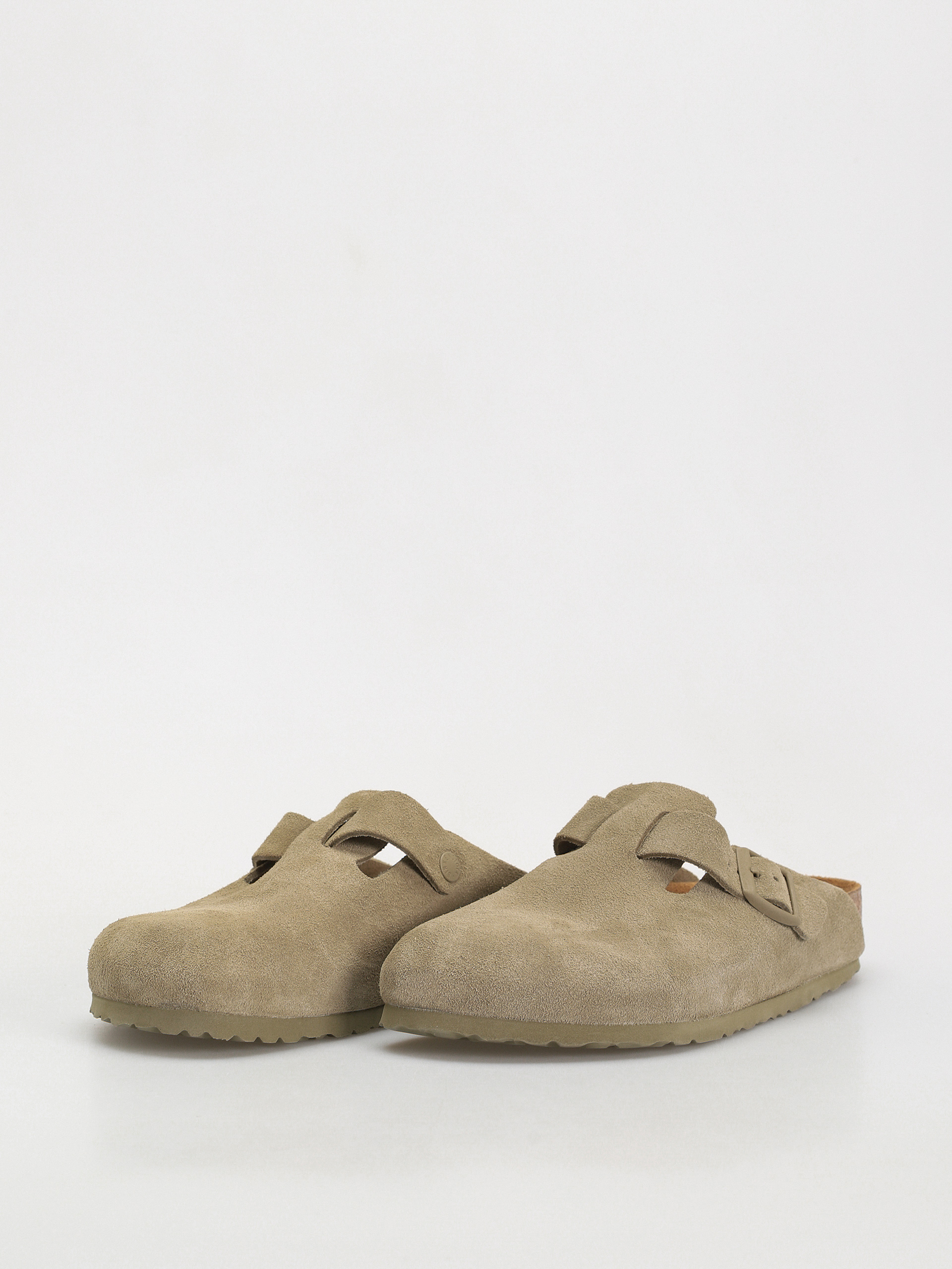 Plážovky Birkenstock Boston Suede Leather Regular (faded khaki)
