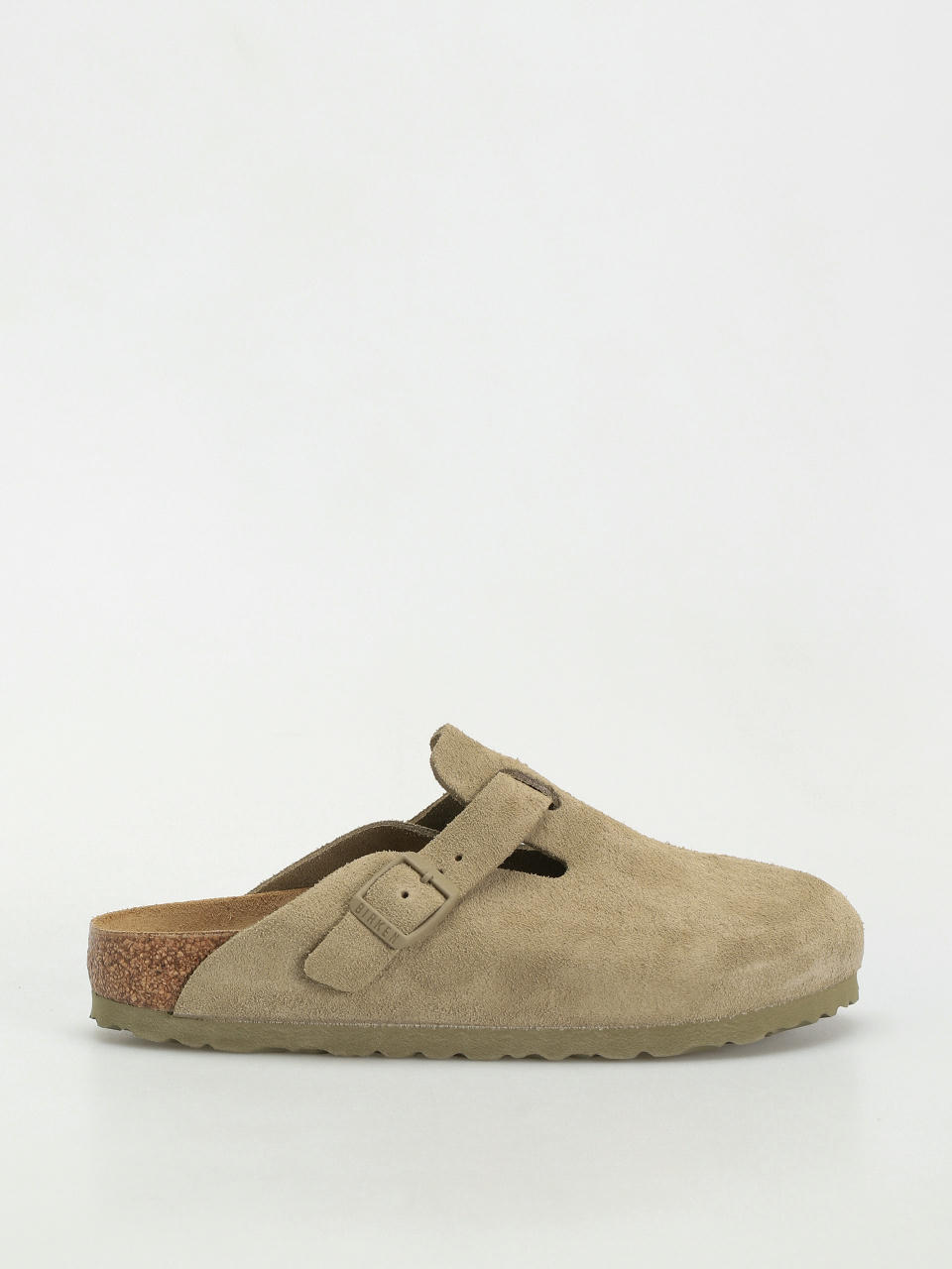 Plážovky Birkenstock Boston Suede Leather Narrow Wmn (faded khaki)