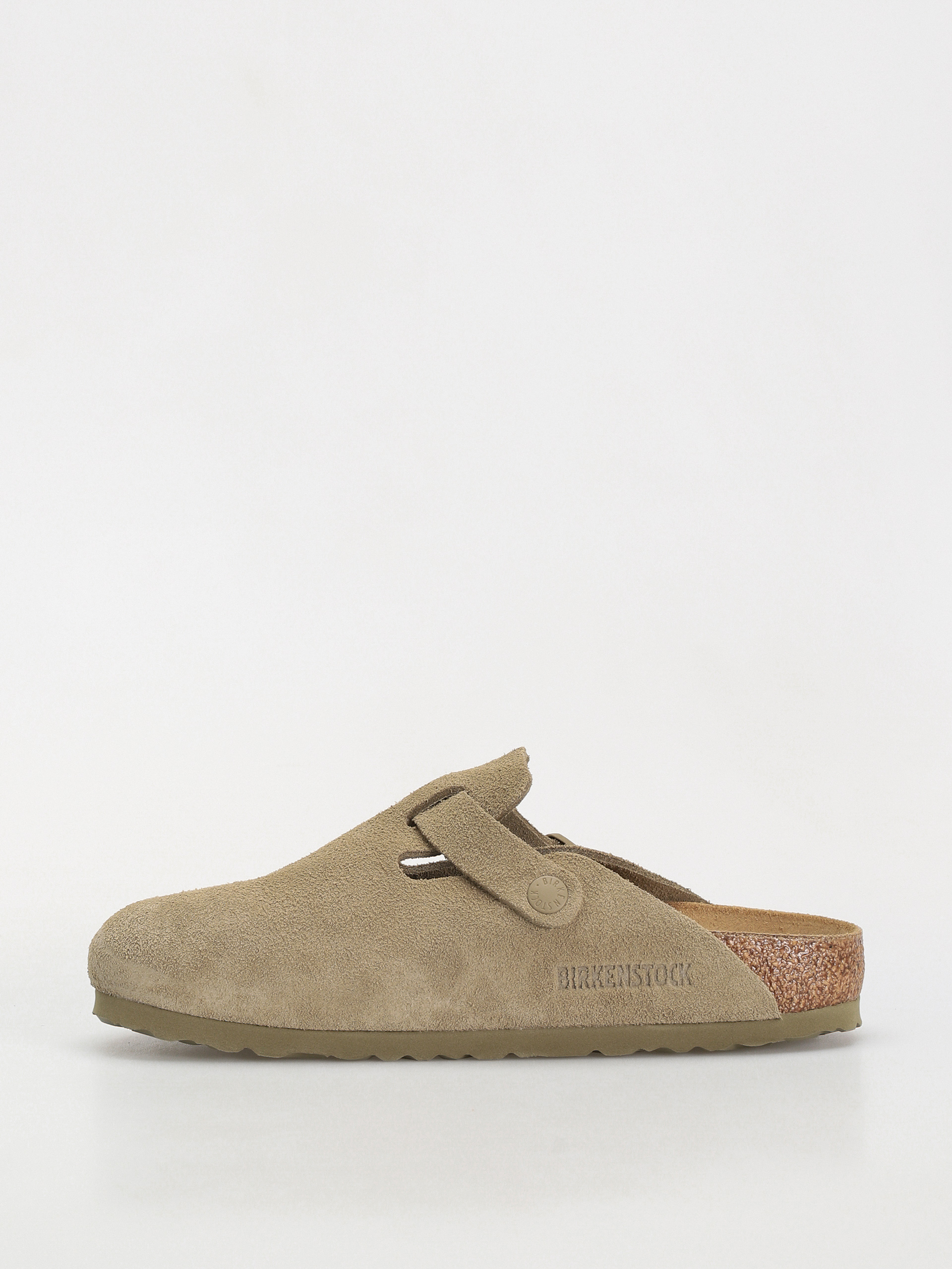 Plážovky Birkenstock Boston Suede Leather Narrow Wmn (faded khaki)