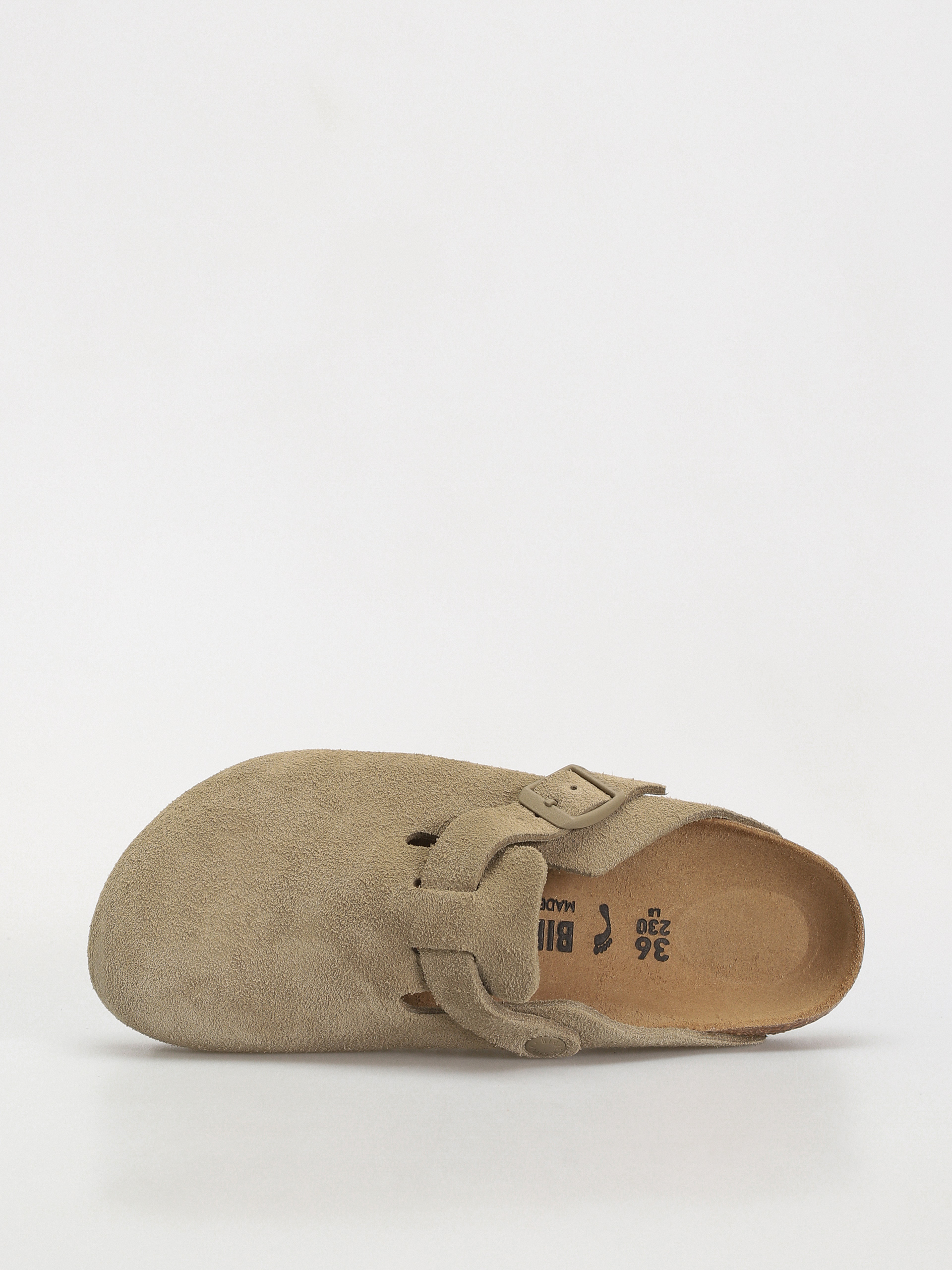 Plážovky Birkenstock Boston Suede Leather Narrow Wmn (faded khaki)