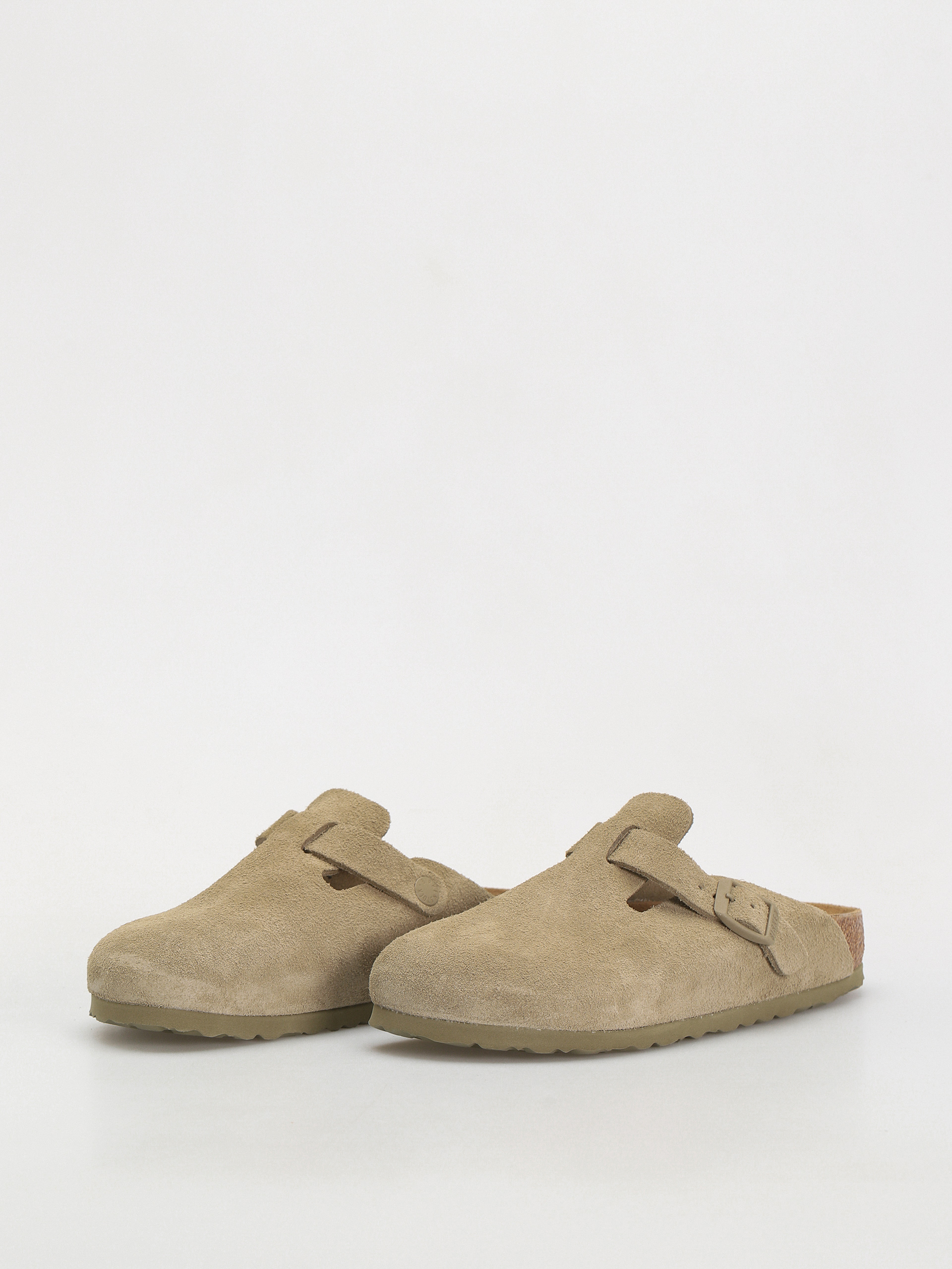 Plážovky Birkenstock Boston Suede Leather Narrow Wmn (faded khaki)