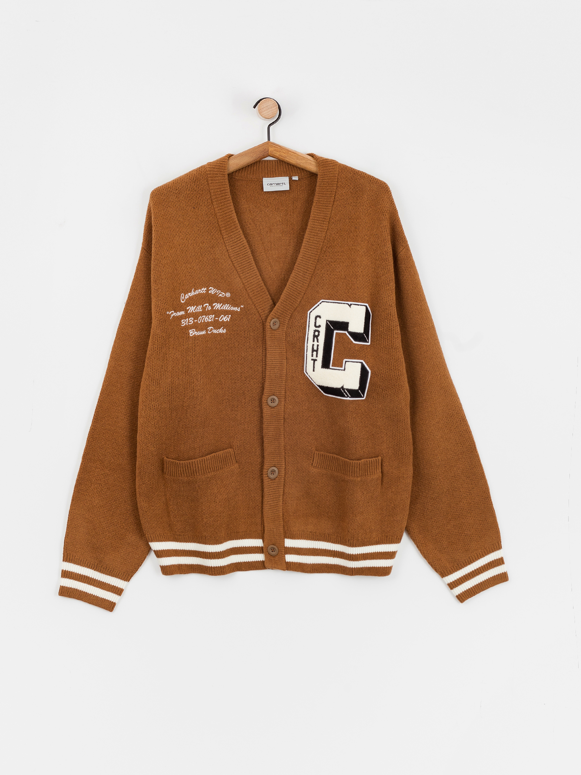Svetr Carhartt WIP Brown Ducks Cardigan (hamilton brown/wax)