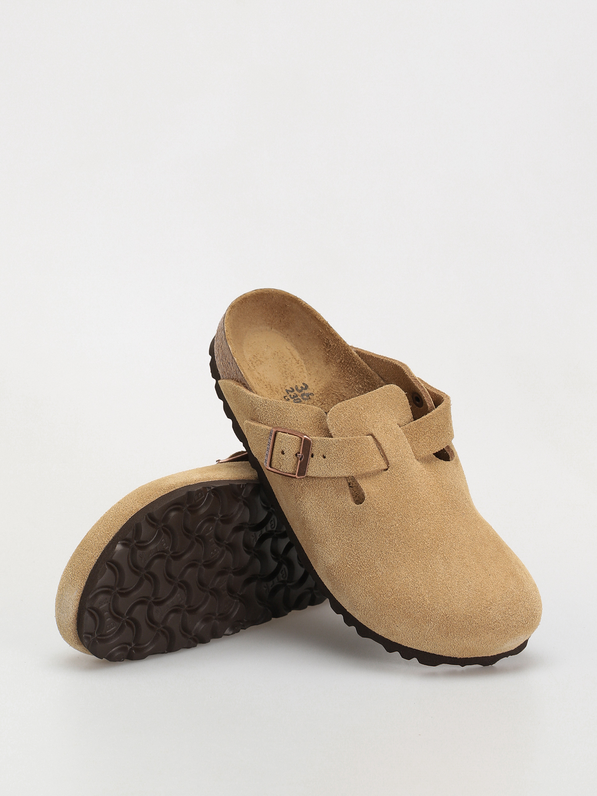 Plážovky Birkenstock Boston Suede Leather Narrow Wmn (latte cream)