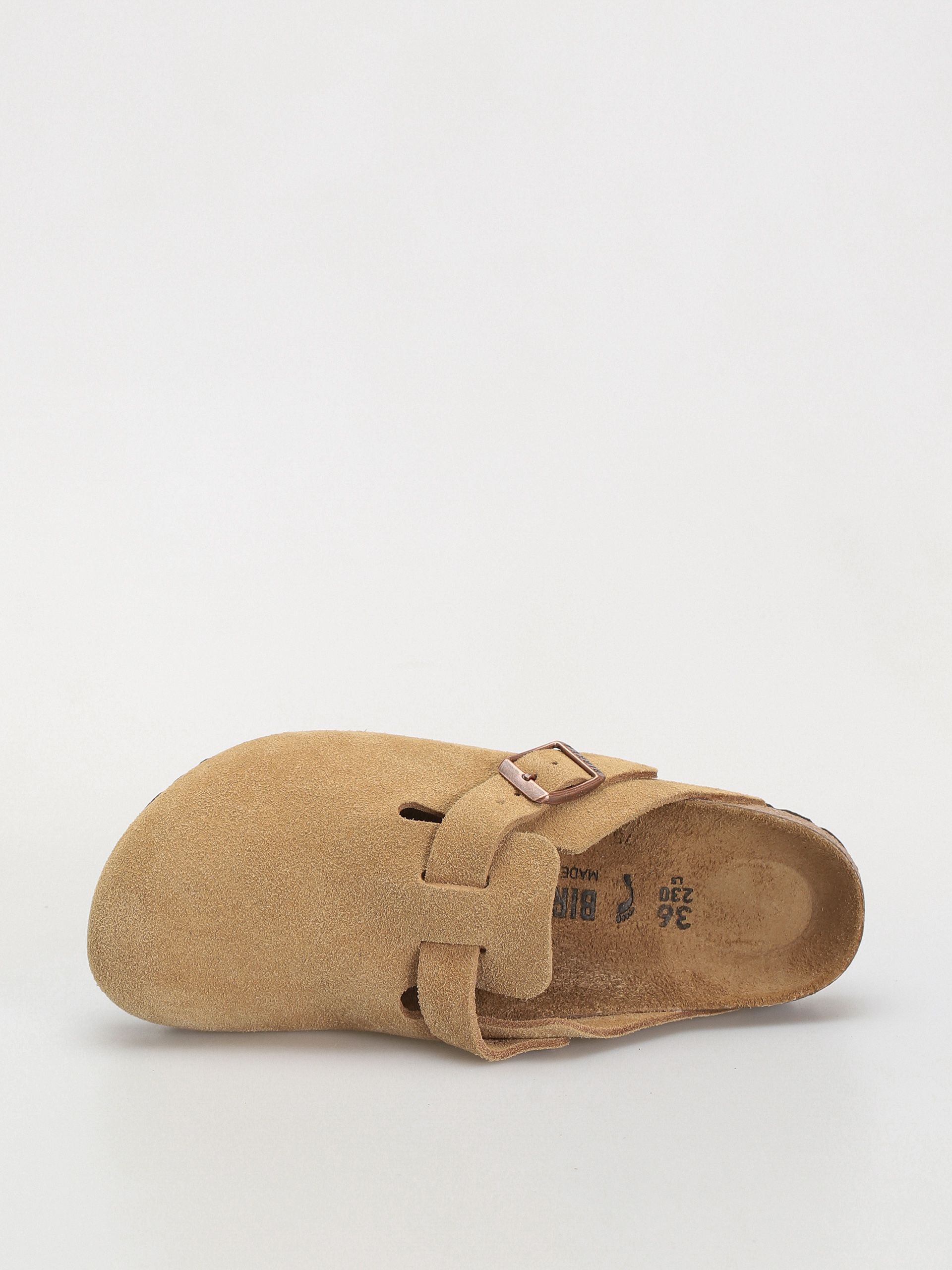 Plážovky Birkenstock Boston Suede Leather Narrow Wmn (latte cream)