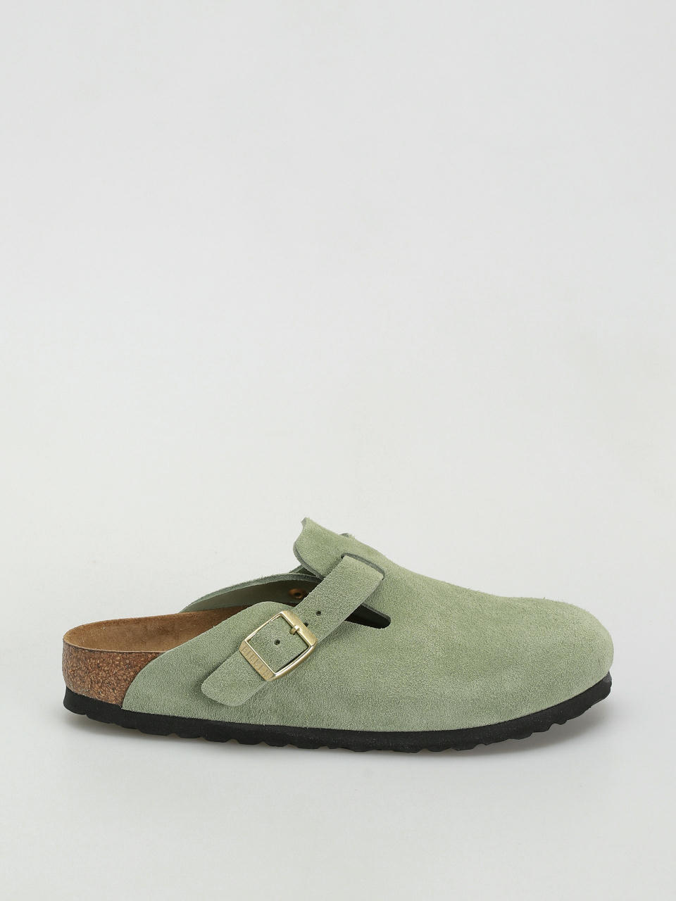 Plážovky Birkenstock Boston Soft Footbed Suede Leather Narrow Wmn (green tea)