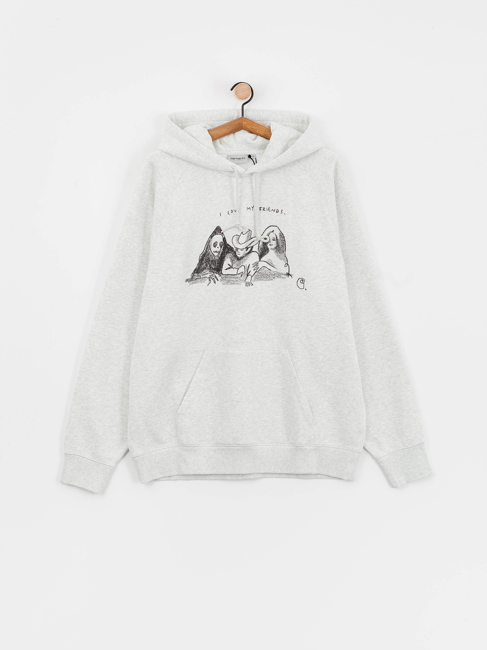 Mikina s kapucí Carhartt WIP Pepe Friends HD (ash heather/black)