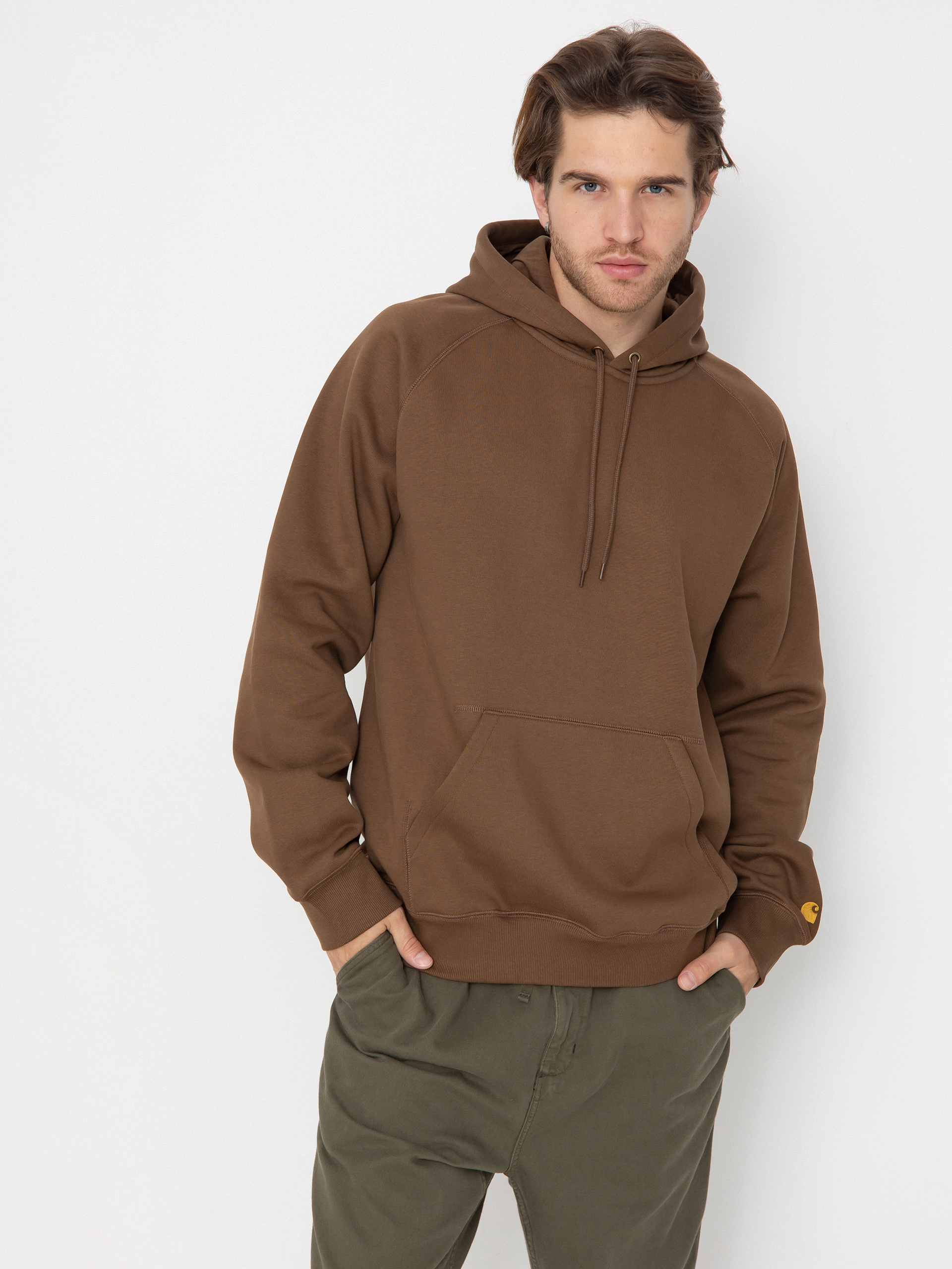 Mikina s kapucu00ed Carhartt WIP Chase HD (chocolate/gold)